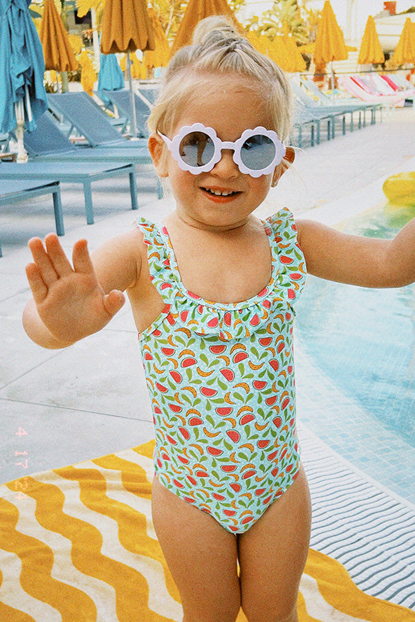 Fruit print ruffle baby swimsuit