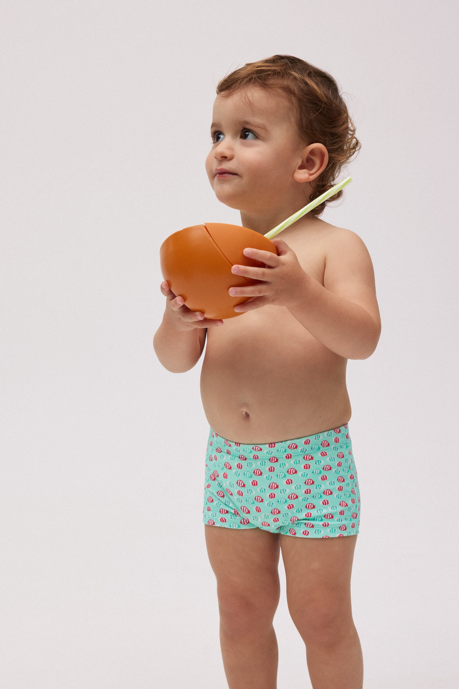 Fish print baby boxer swimsuit