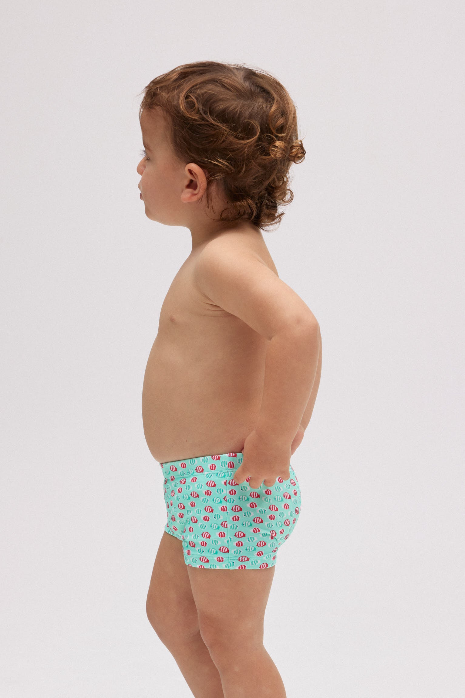 Fish print baby boxer swimsuit