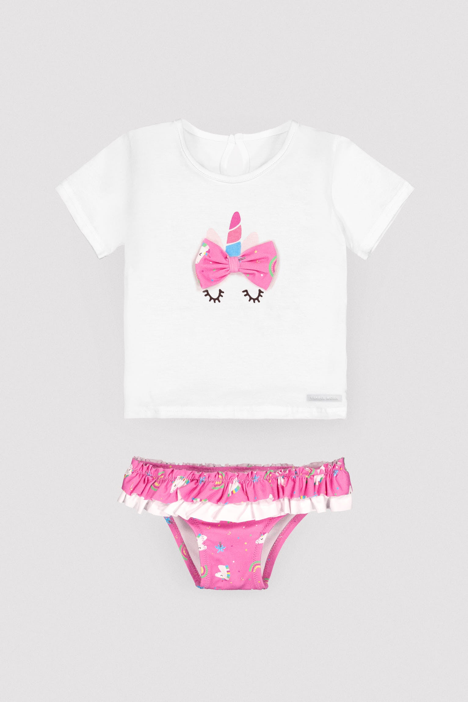 Unicorn print baby t-shirt and bloomers set