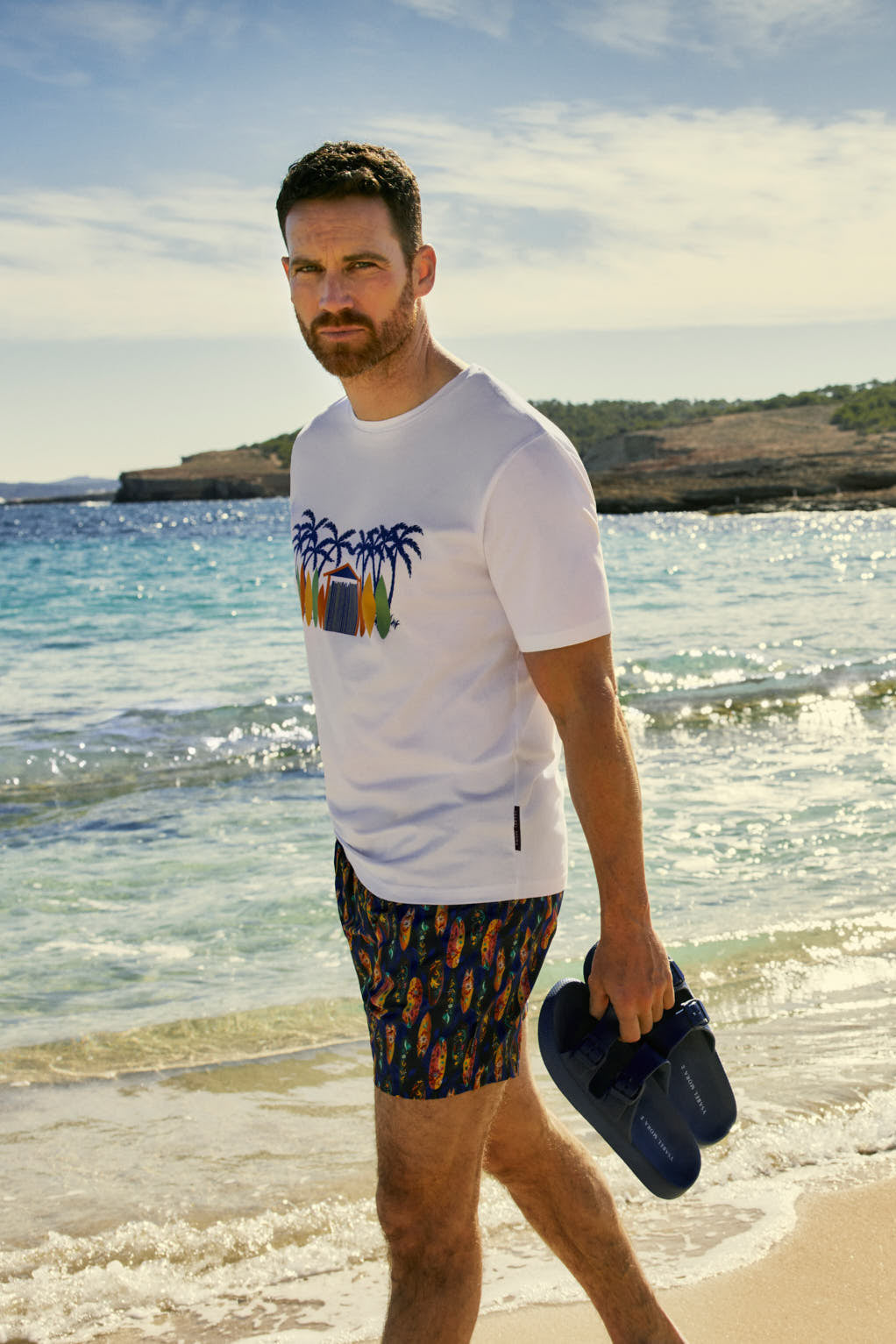 Surfboard printed short sleeve t-shirt