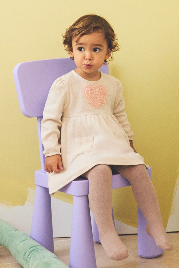 Baby long-sleeve dress with heart detail