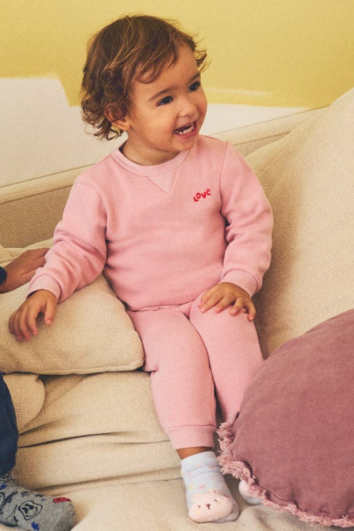 Pink ENJOY long-sleeve baby tracksuit set