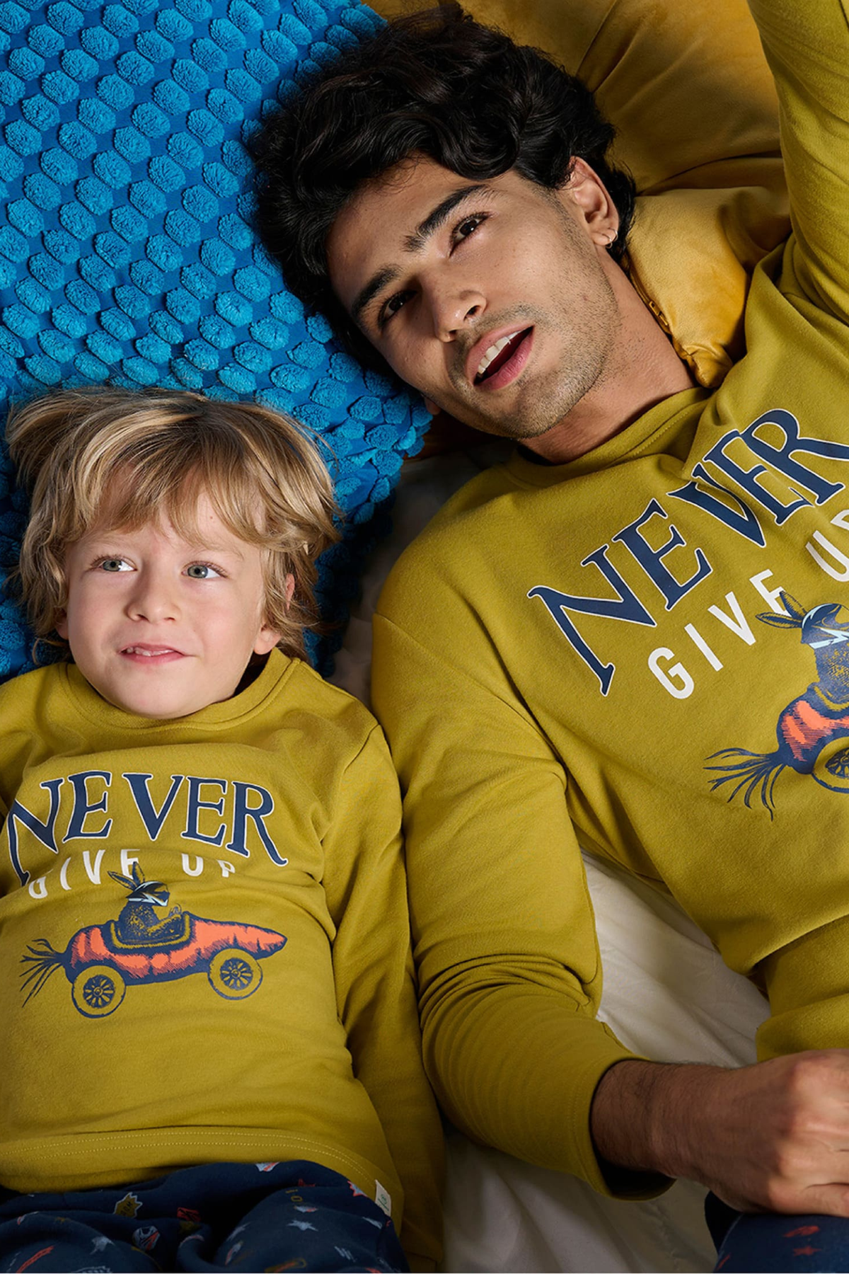 Boys' long brushed Never Give Up printed pyjamas