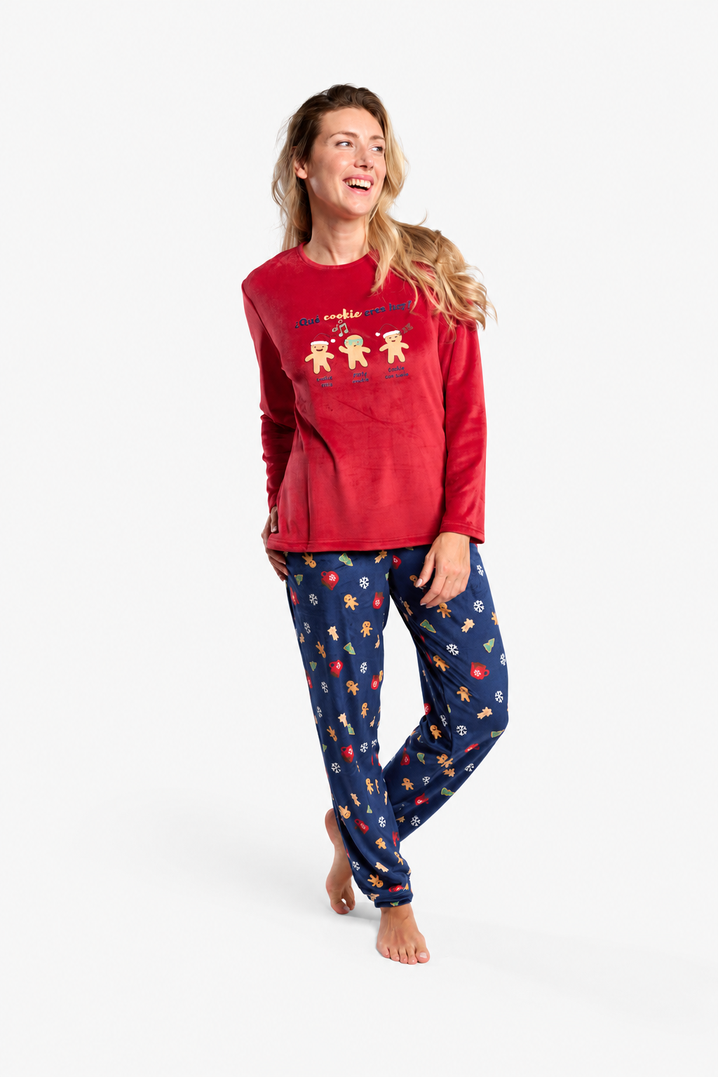 Women's long velvet Christmas pyjamas