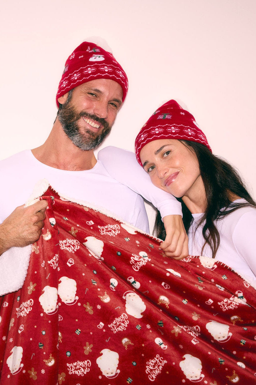 Unisex Christmas-print pom-pom hat