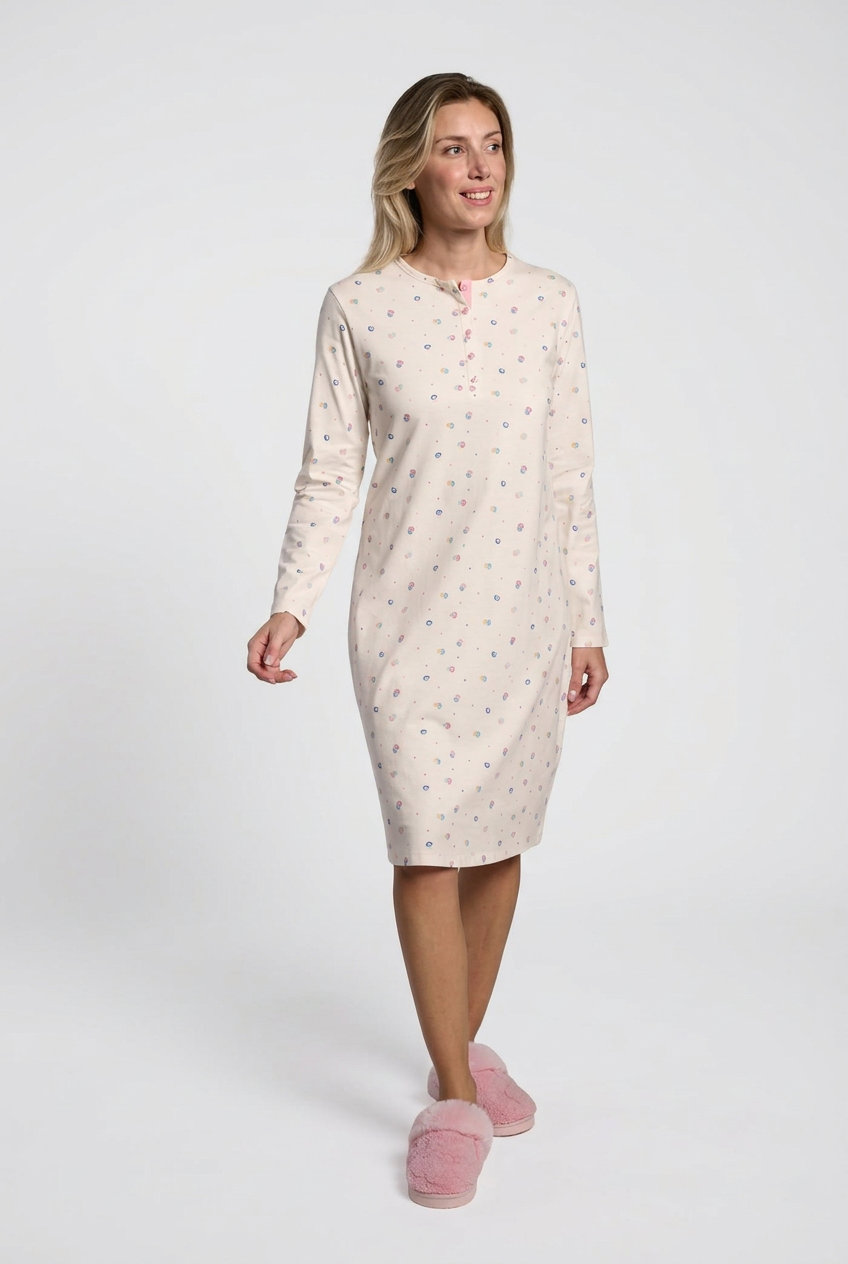 Women's cotton polka-dot nightdress