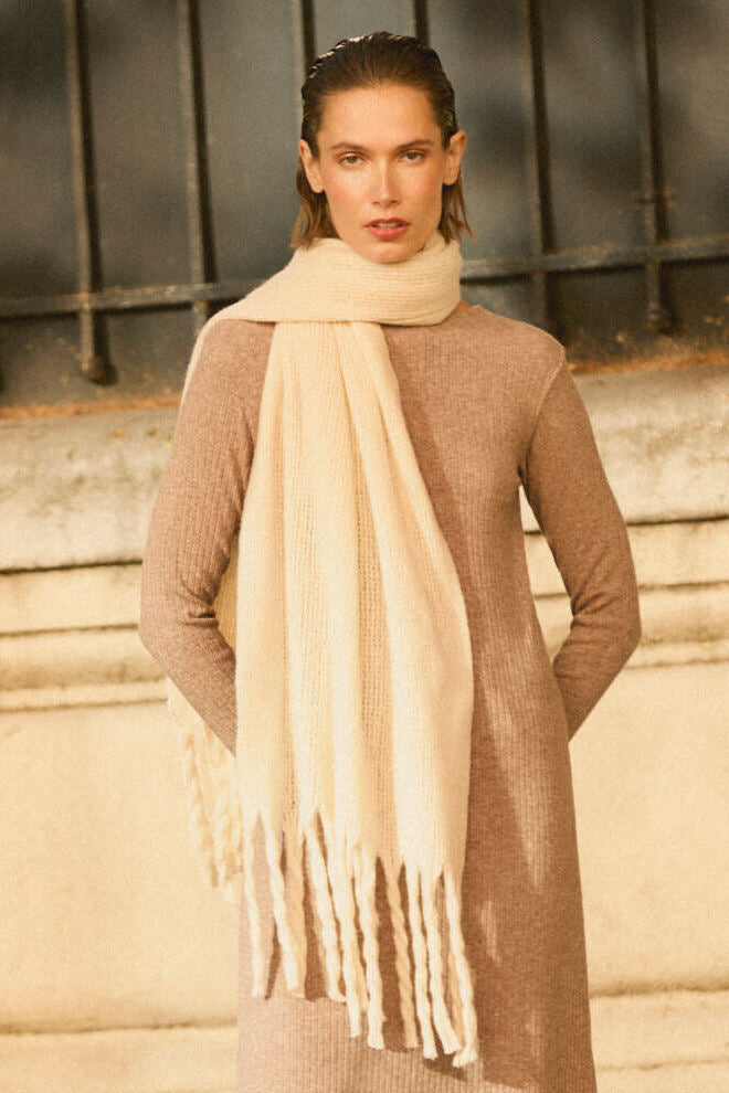 Beige plain scarf