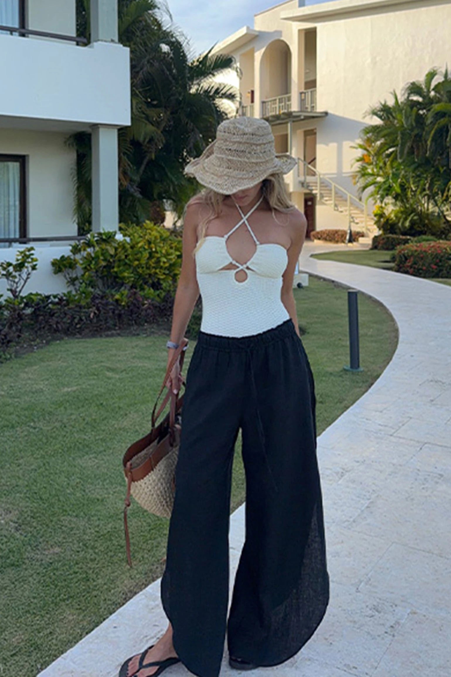 Ivory crisscross swimsuit set @beagonzalez