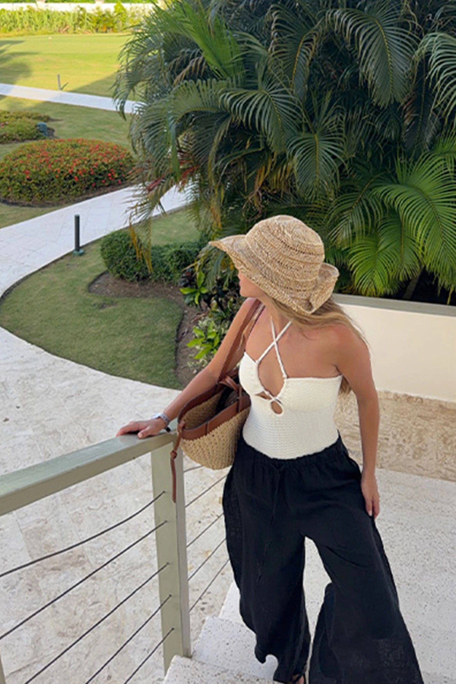 Ivory crisscross swimsuit set @beagonzalez