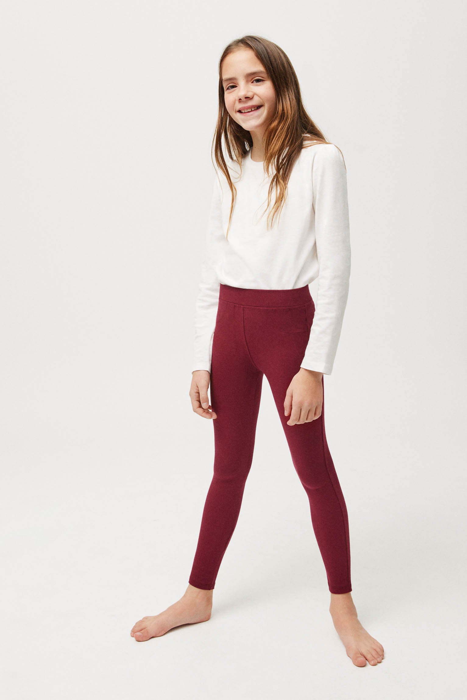 Maroon girl's basic leggings
