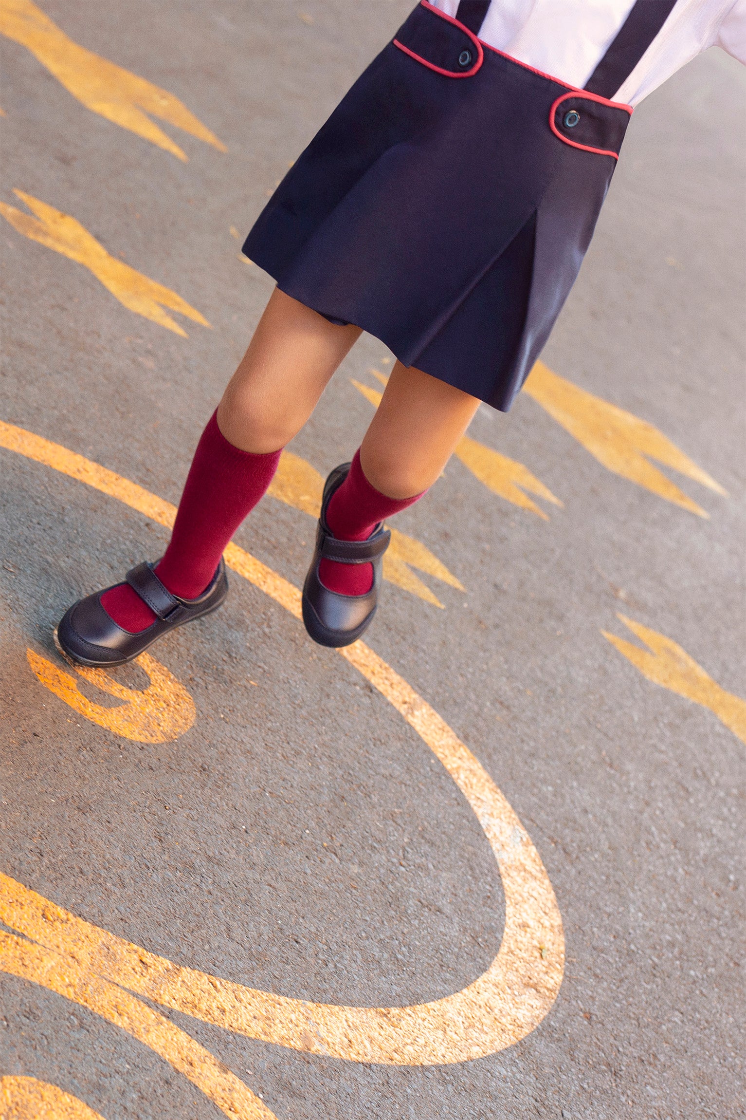 Children's long maroon cotton socks