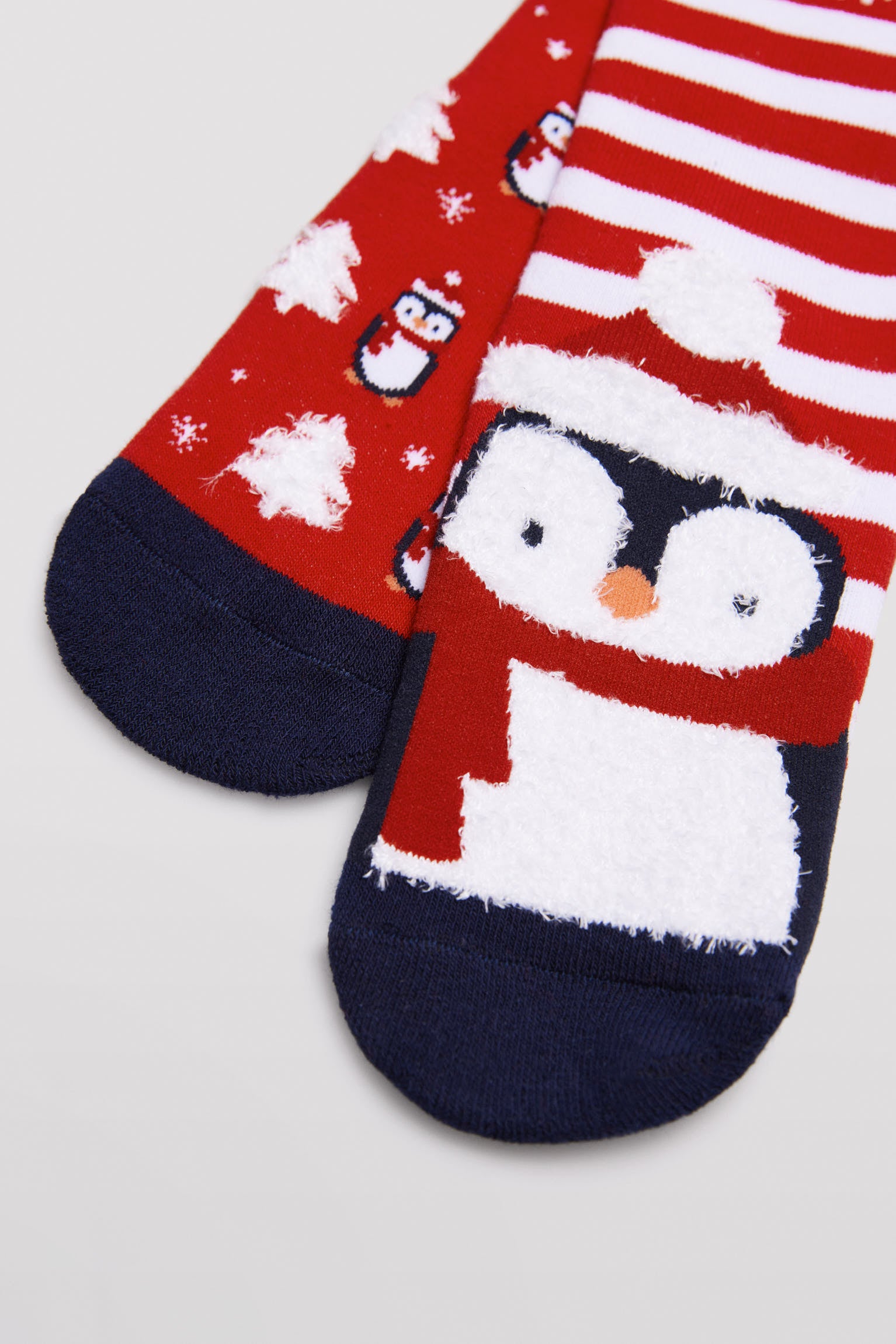 Non-slip thermal children's socks pack of 2 red Christmas design