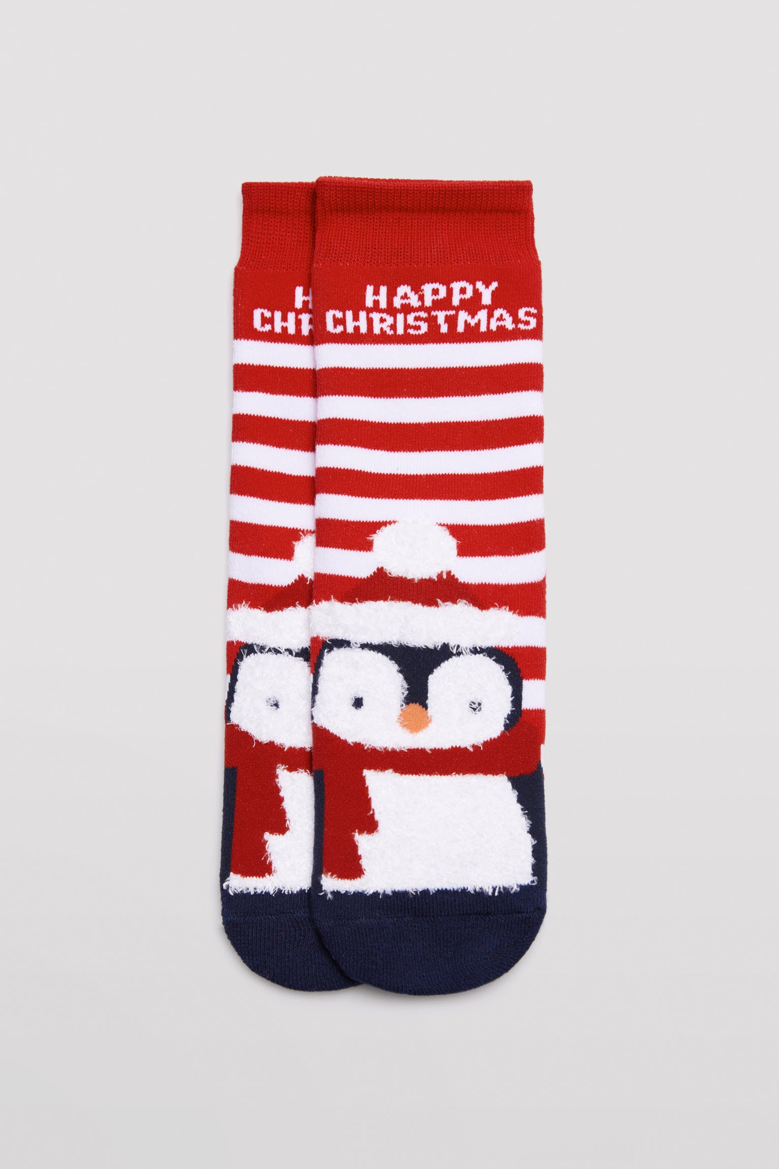 Non-slip thermal children's socks pack of 2 red Christmas design