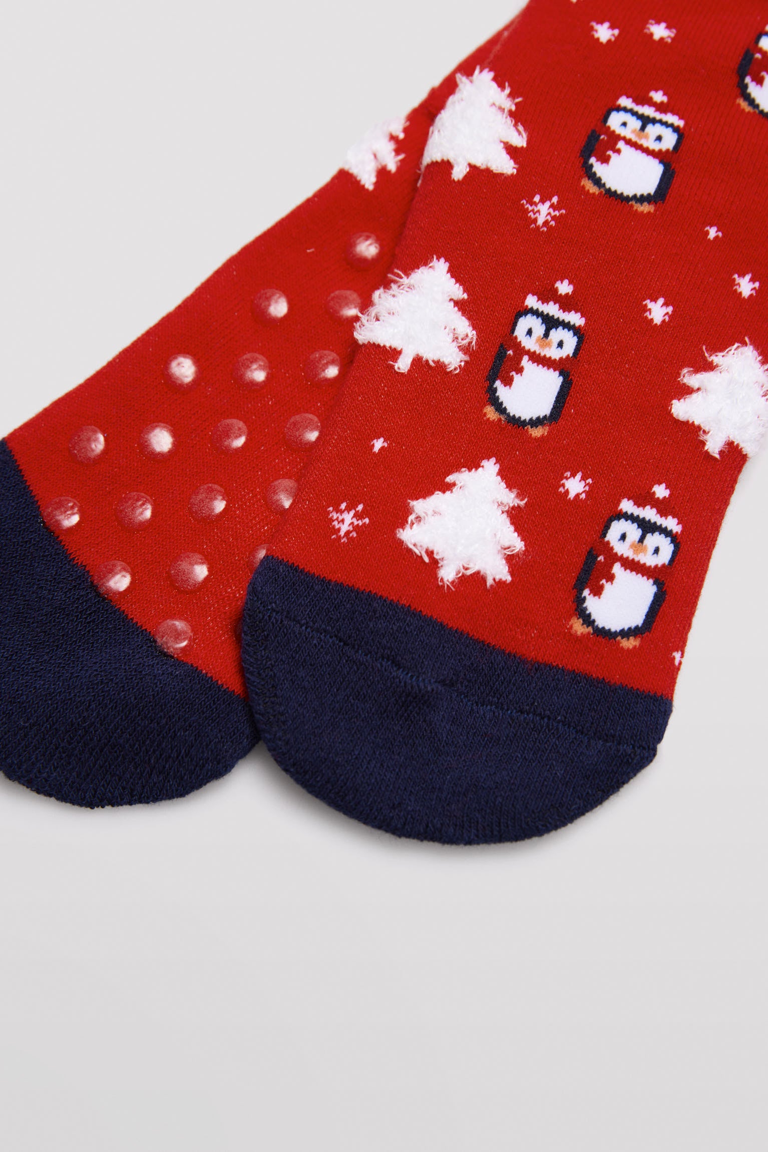 Non-slip thermal children's socks pack of 2 red Christmas design