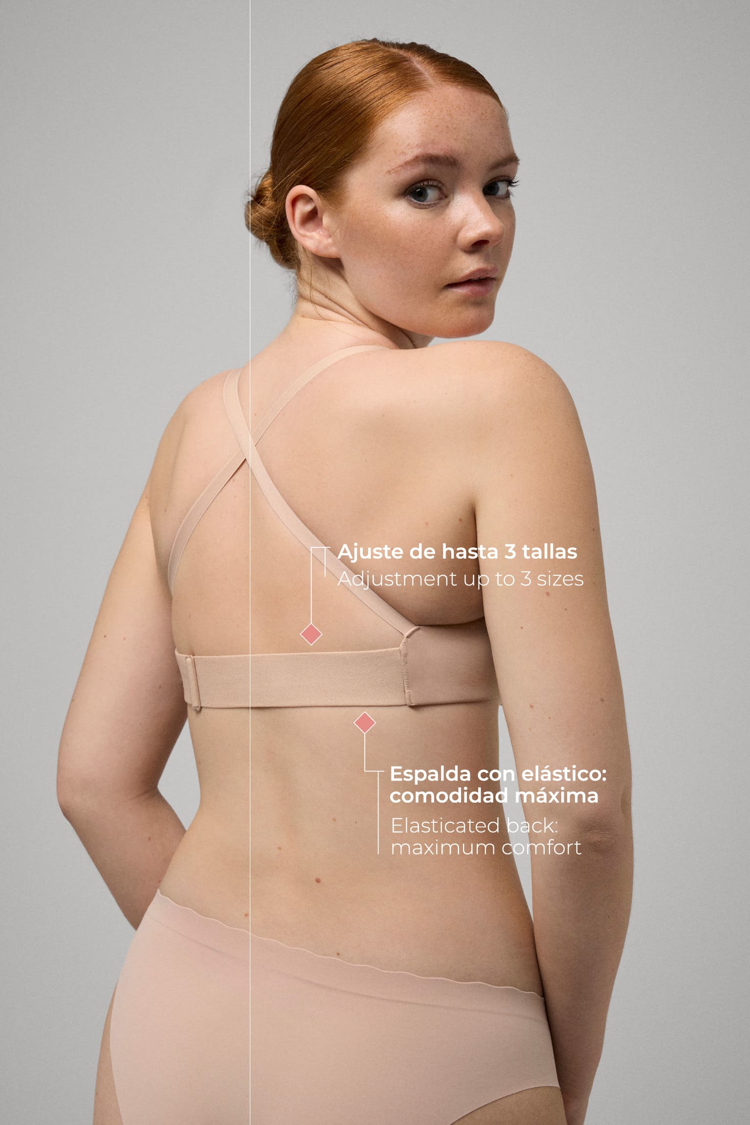 Adjustable size nude bra