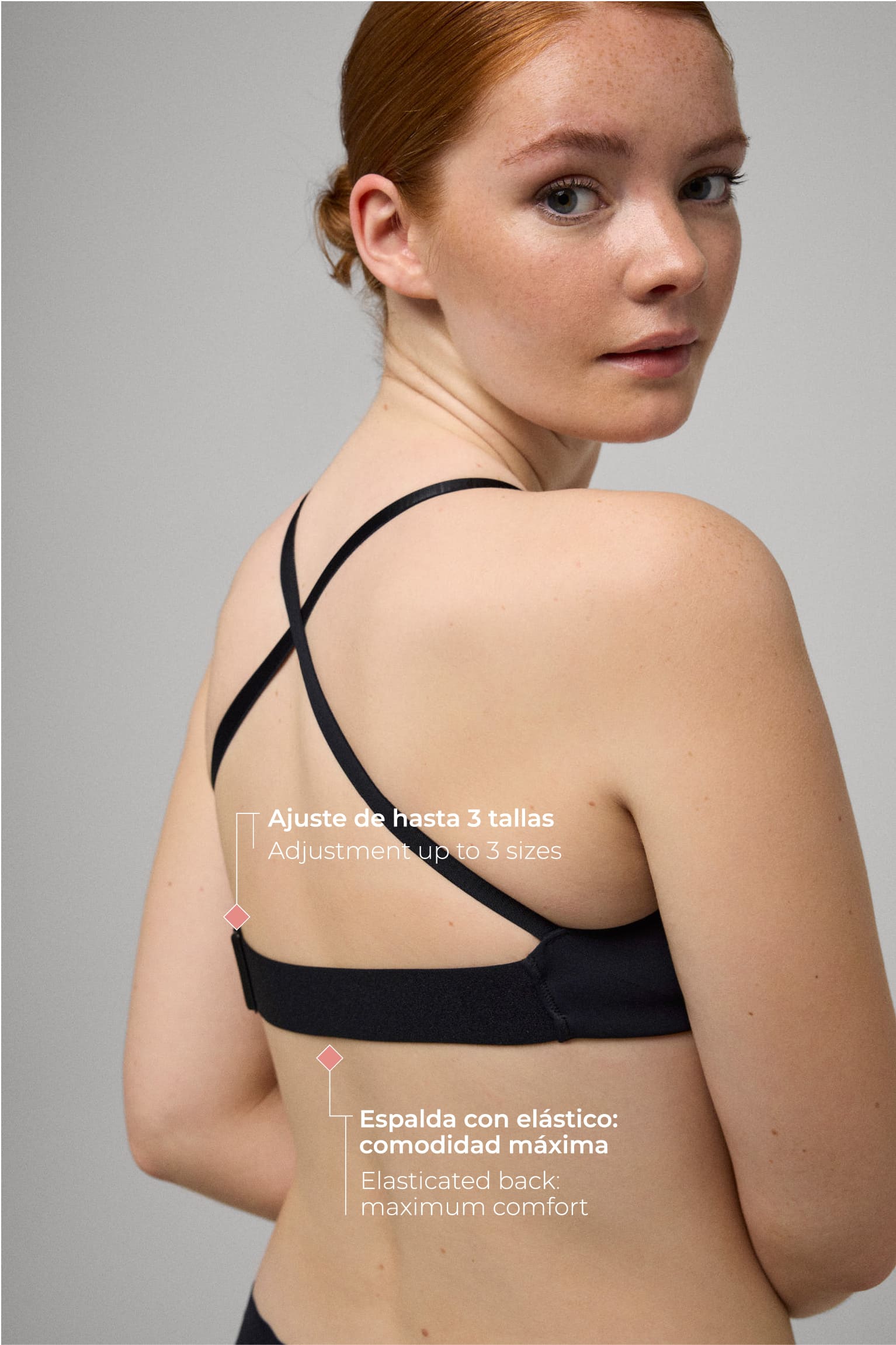 Black adjustable size bra