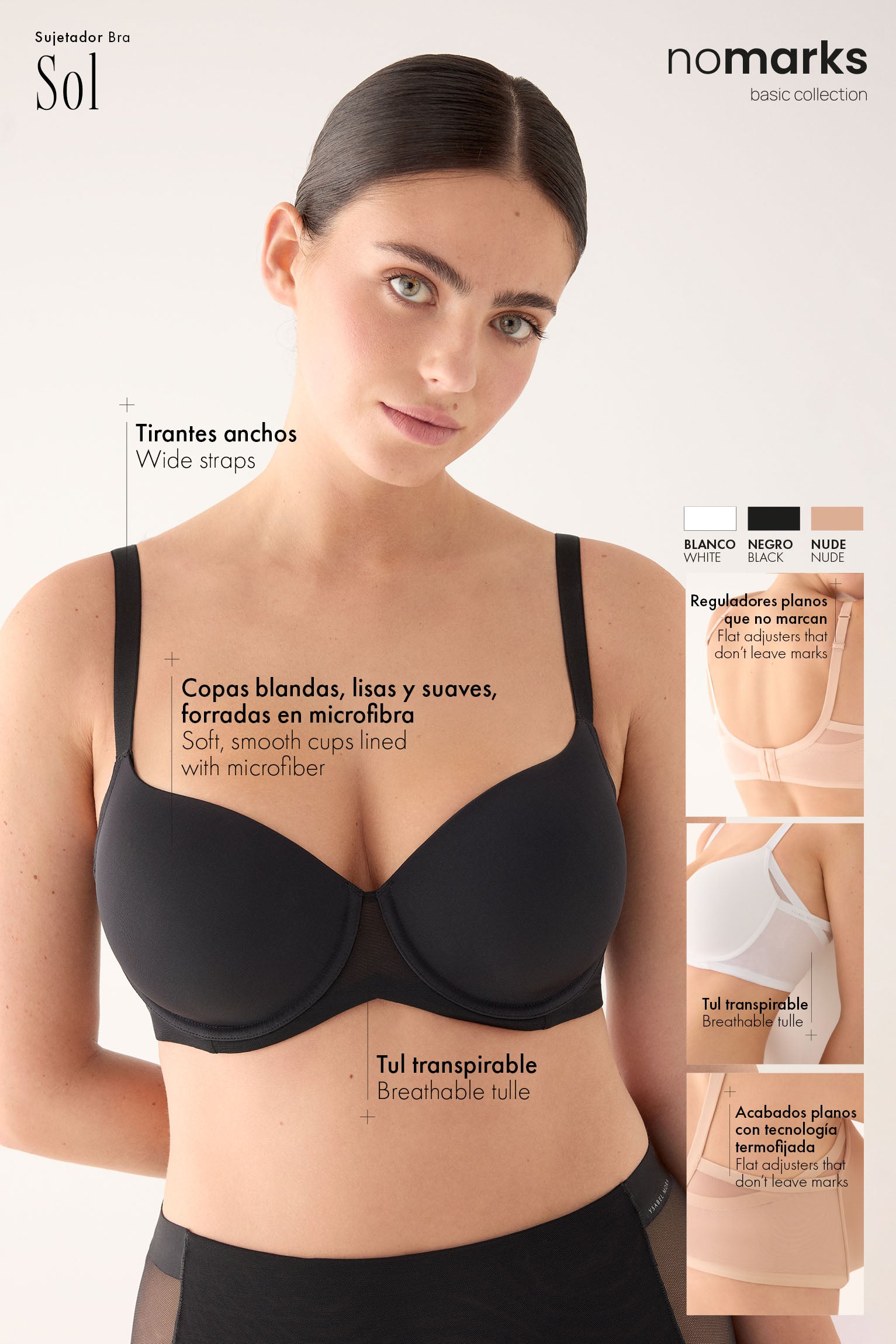 Nomarks full-cup underwired padded bra Sol nude