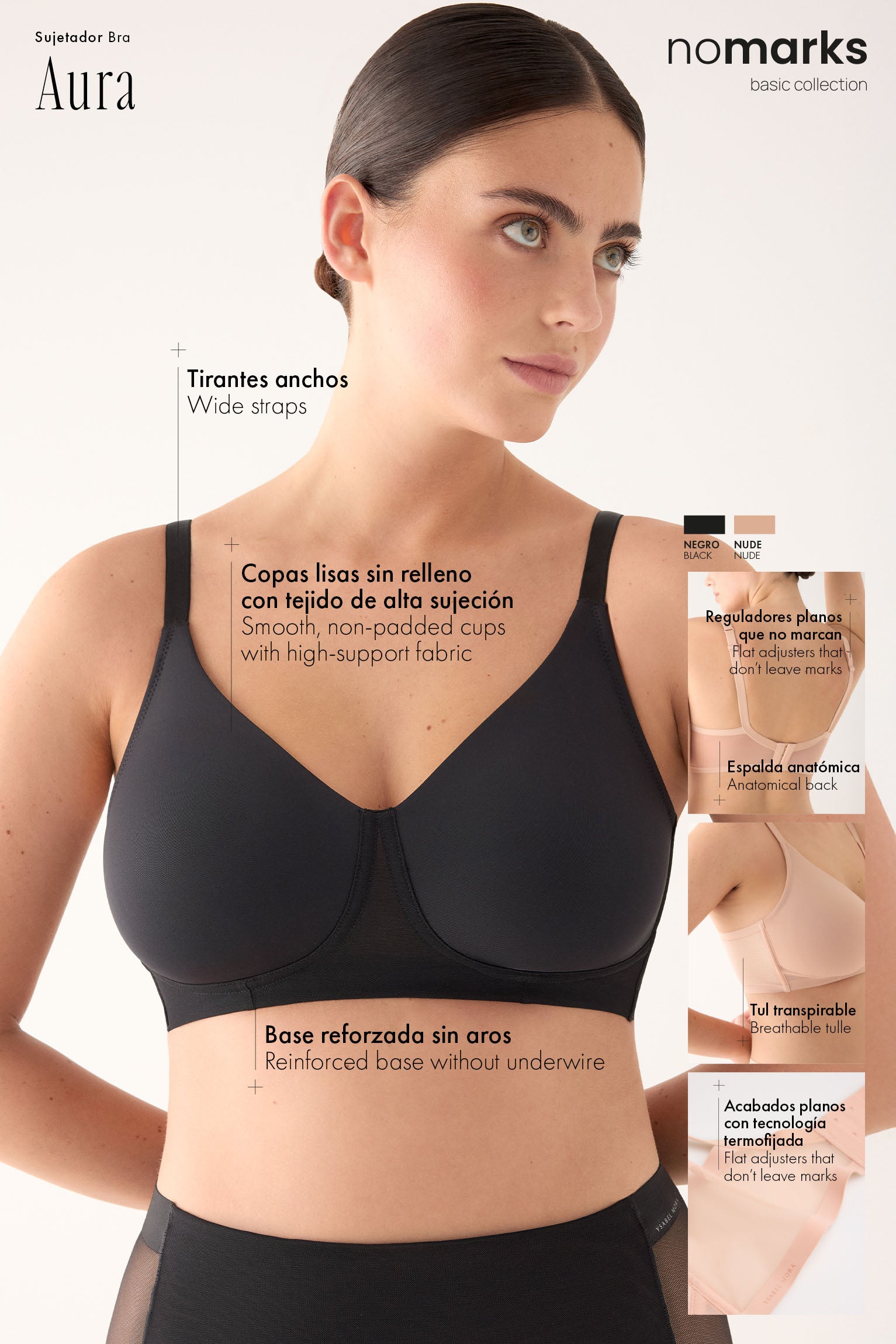 Nomarks non-wired non-padded minimiser bra Aura nude