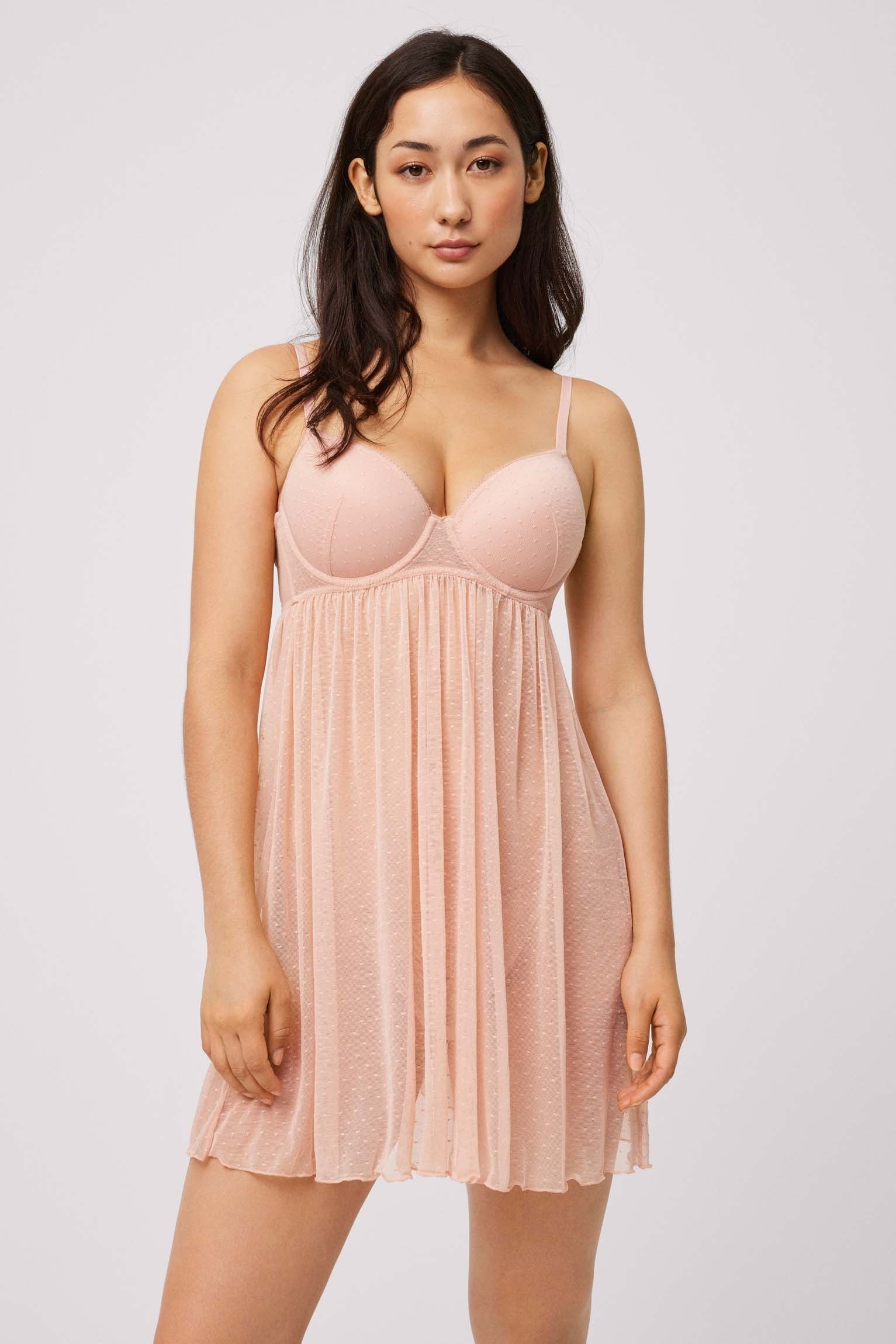 Pink nightgown and thong set