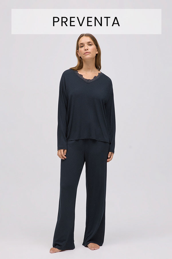 PRESALE Extra soft modal long pajamas with wide black pants