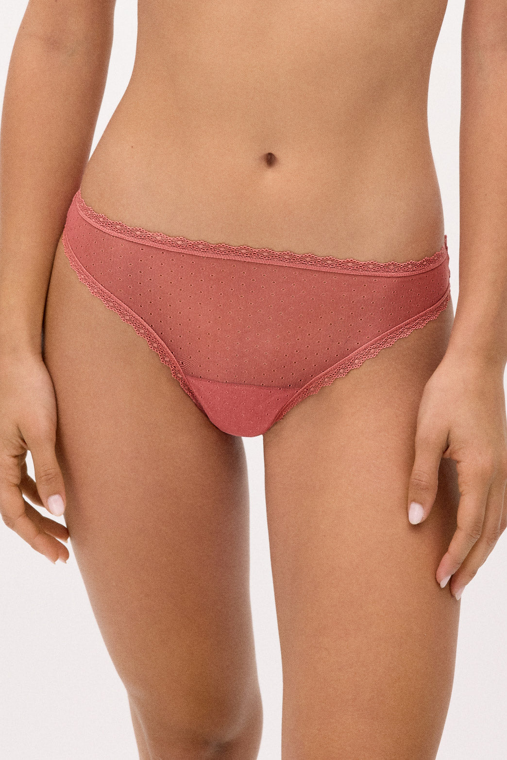 Pink sheer Brazilian panties