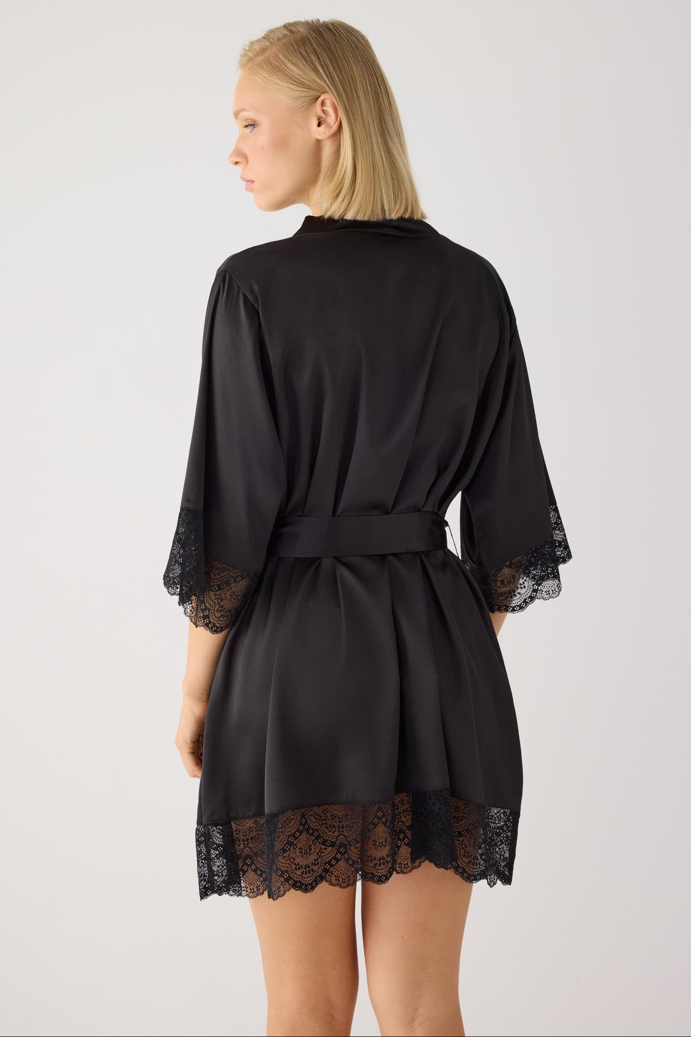 Black satin lingerie robe | Paula Echevarria Limited Edition