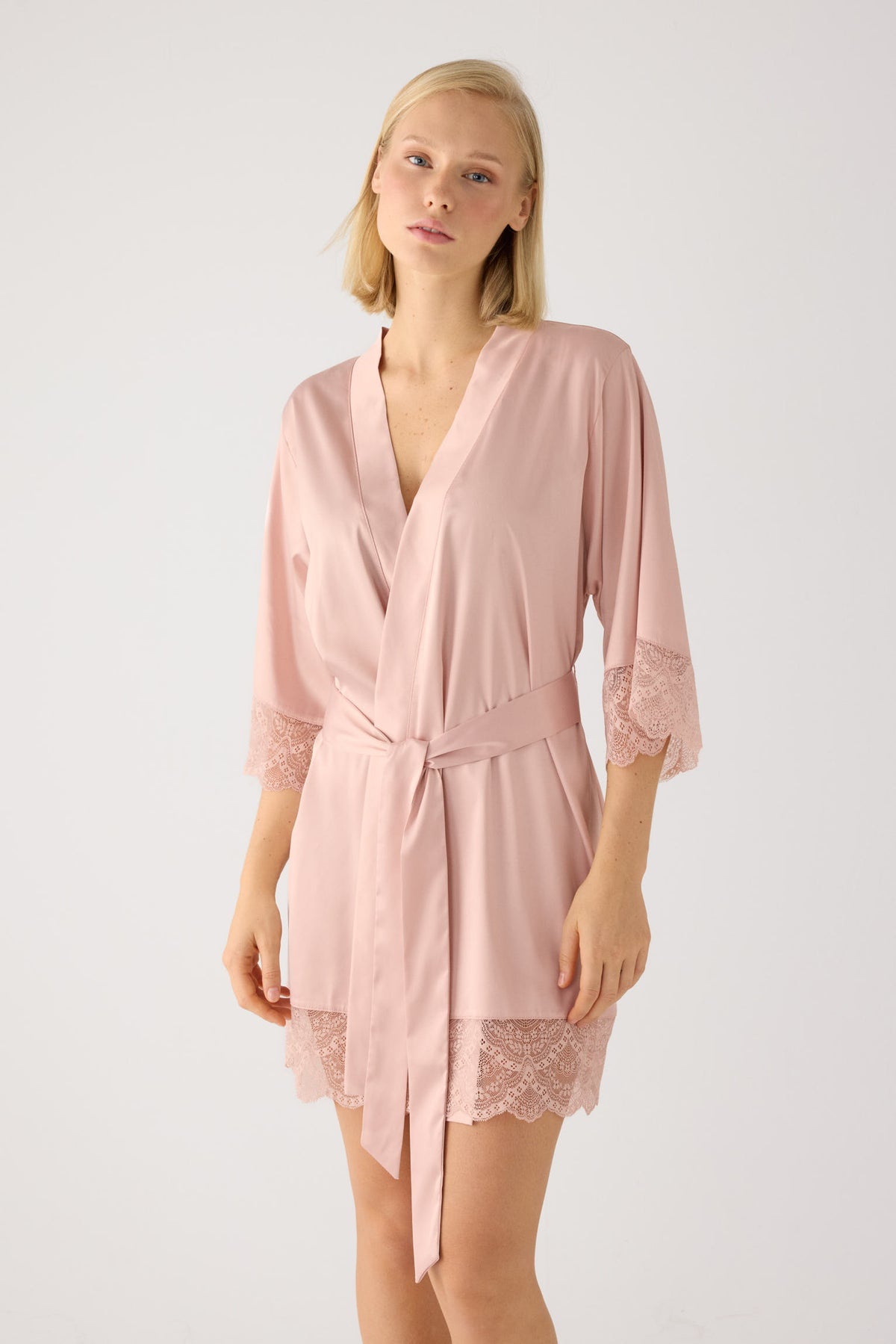 Nude satin lingerie robe | Paula Echevarria Limited Edition