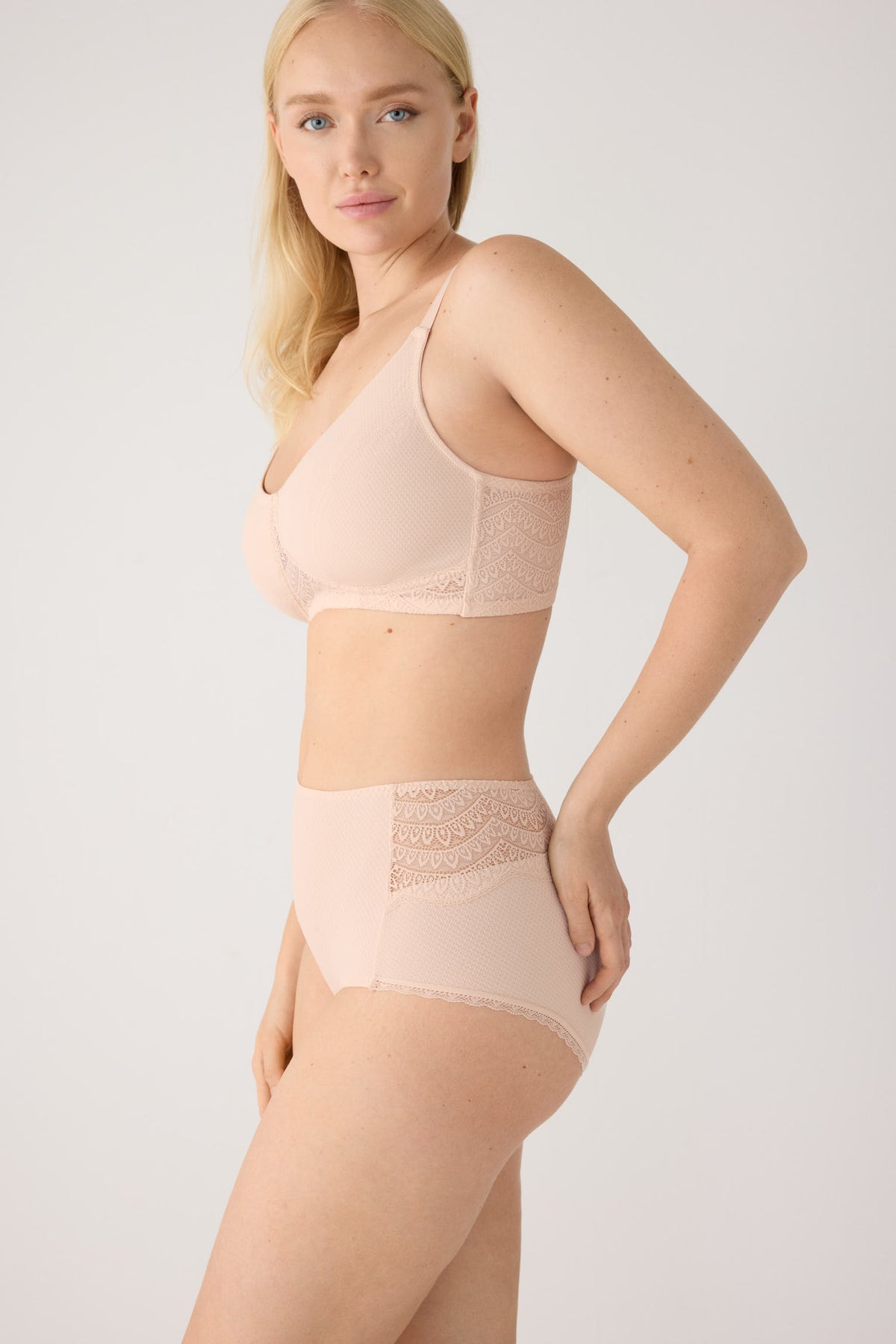 High-waist briefs lace nude