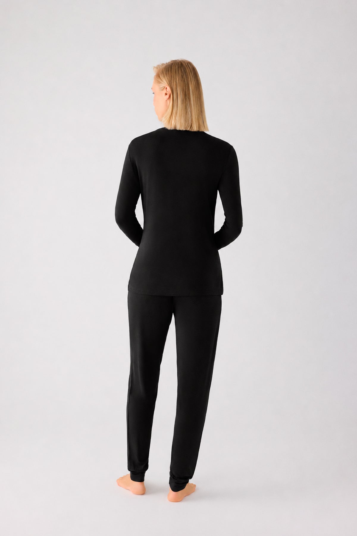 Lightweight soft women's long pyjamas with black joggers