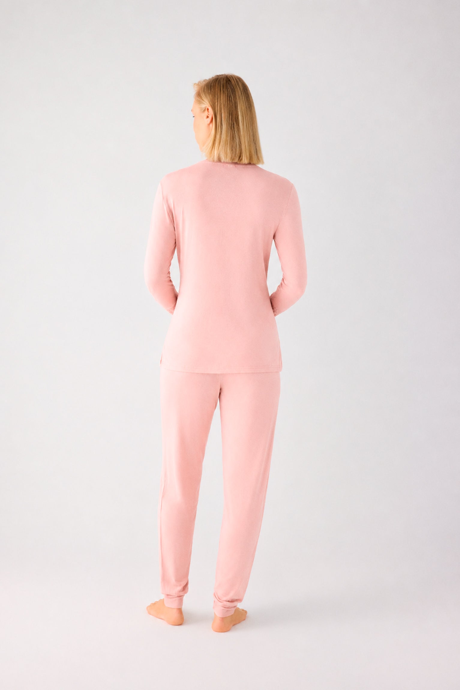 Lightweight soft women's long pyjamas with nude joggers