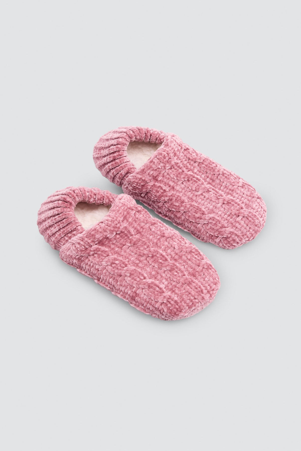 Women's velvet non-slip sherpa-lined slipper socks, pink
