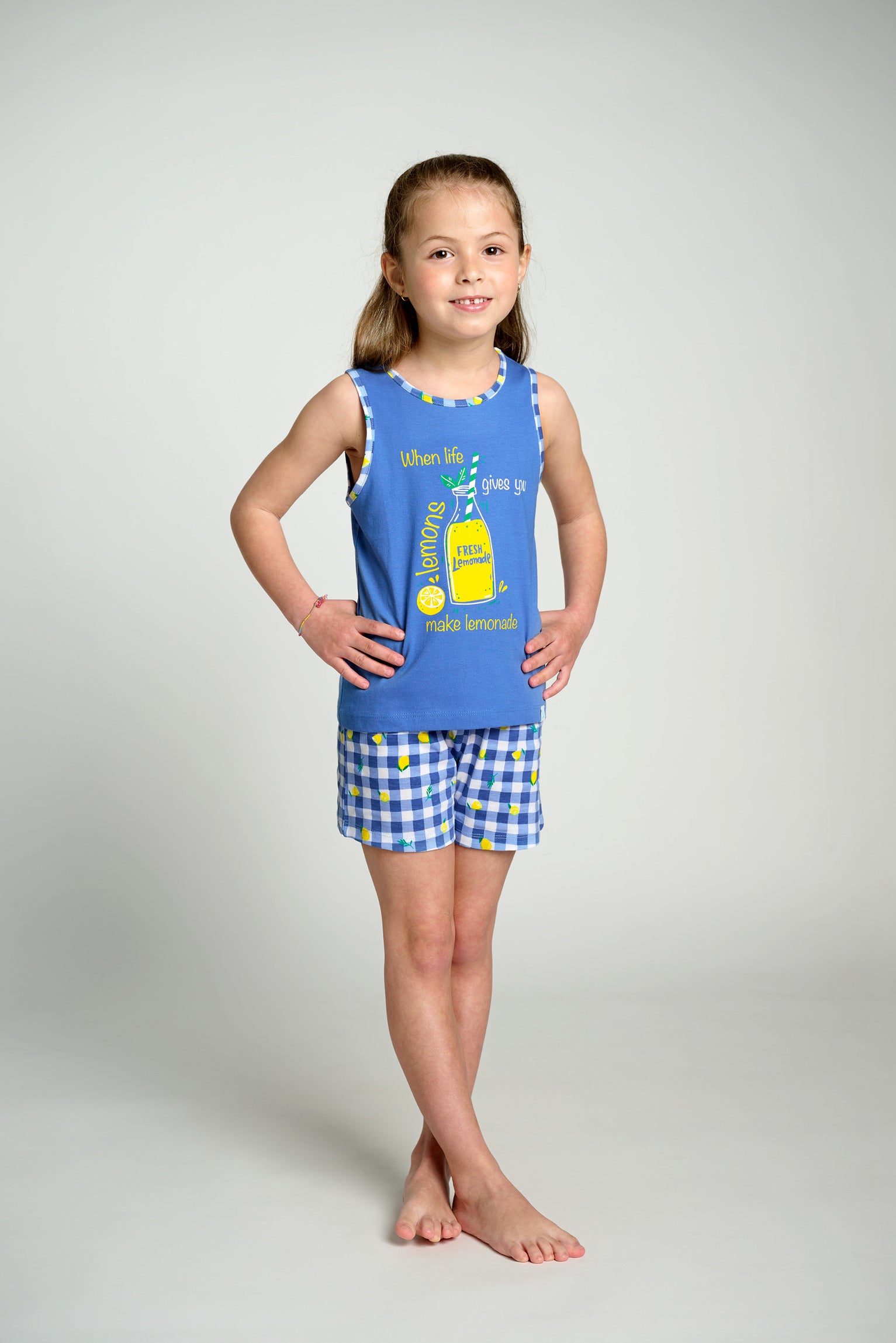 Lemonade cotton short-sleeved children's pajamas | MUYDEMI