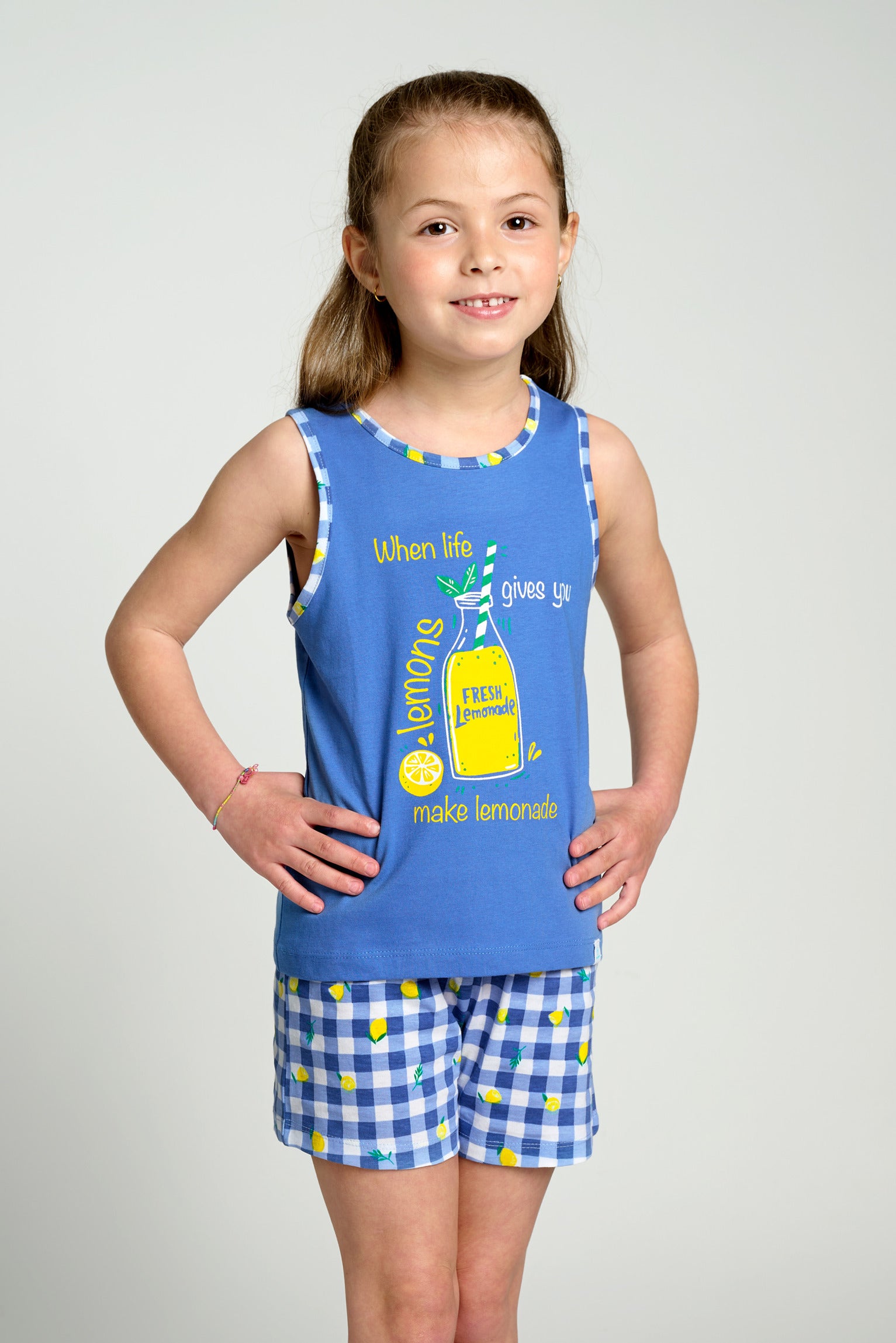 Lemonade cotton short-sleeved children's pajamas | MUYDEMI