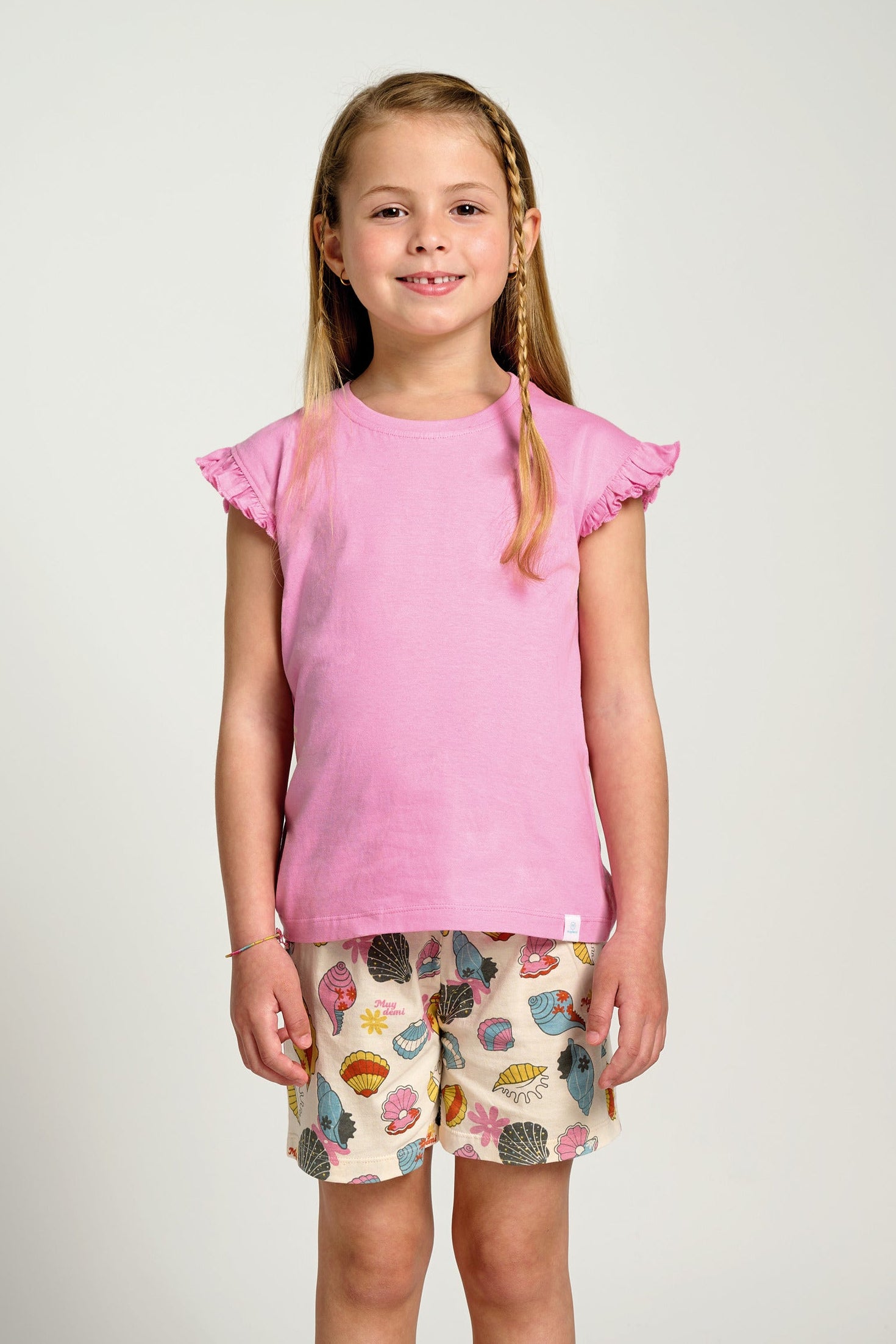 Pink Seashell Cotton Short Pyjamas for Children | MUYDEMI