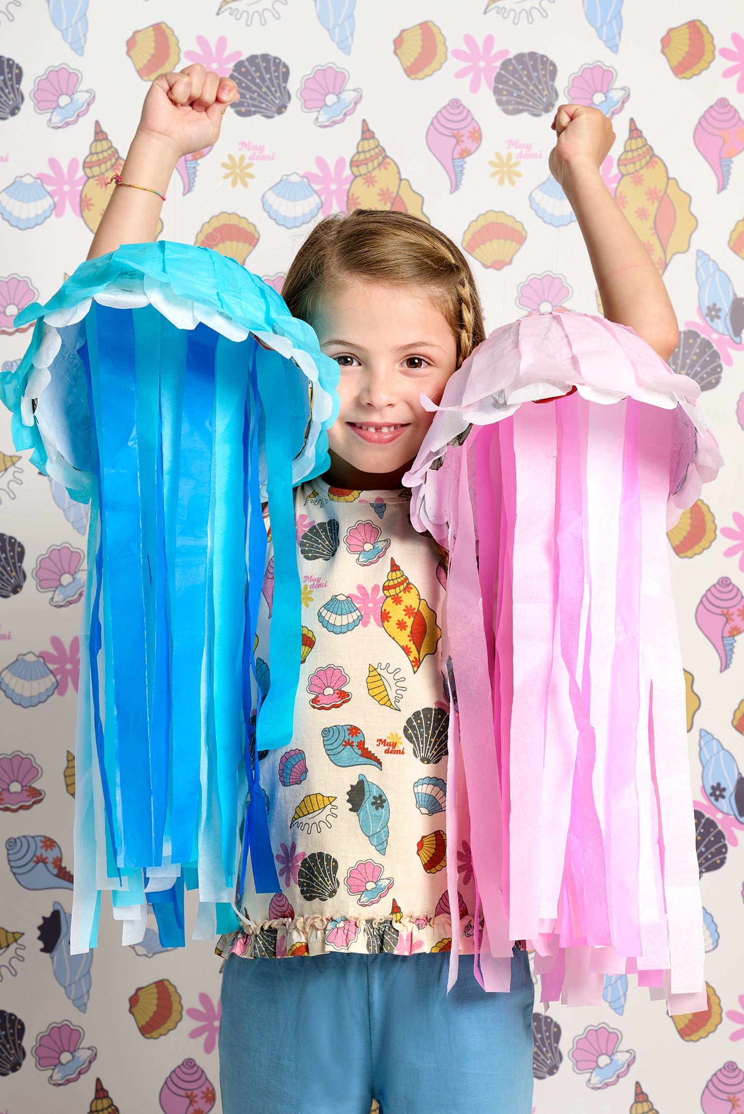 Blue Seashell Cotton Short Pyjamas for Children | MUYDEMI