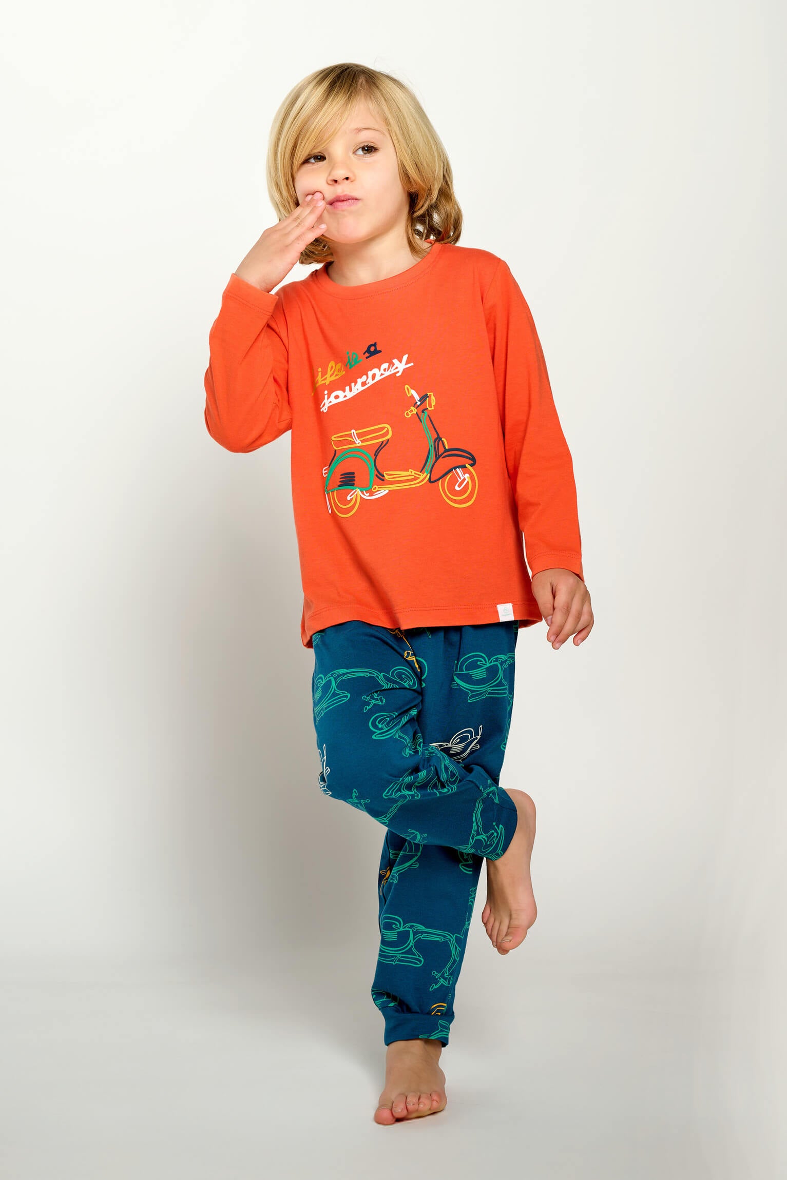 Pijama infantil largo algodón motos | MUYDEMI - Ysabel Mora
