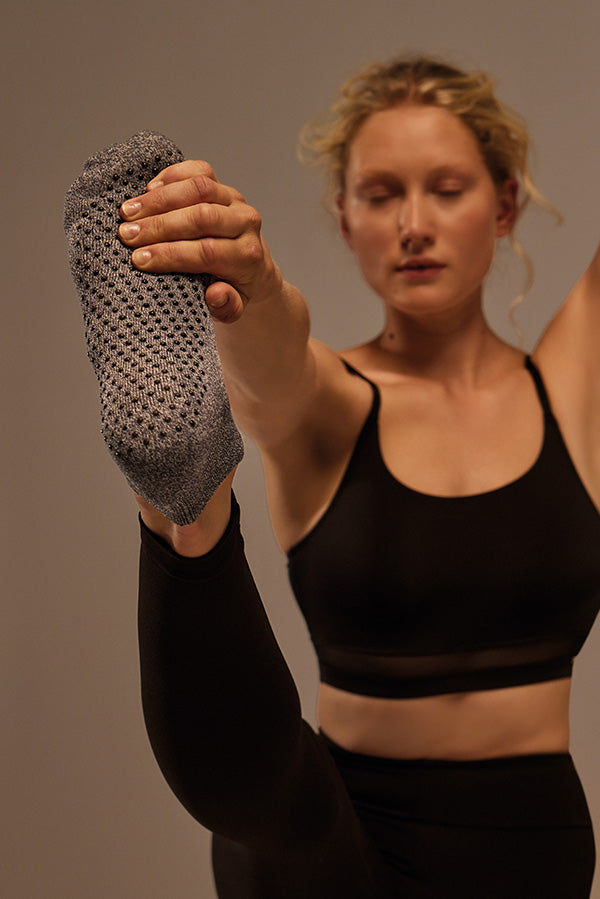 Gray cotton yoga and pilates socks