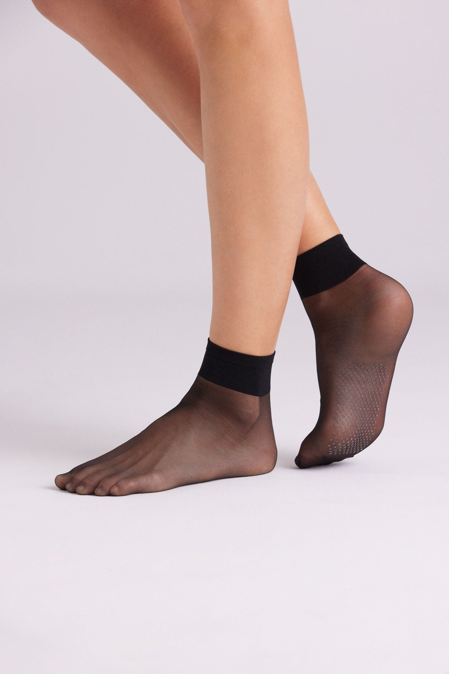 18125 2 calcetin tobillero antideslizante 10 den - Negro