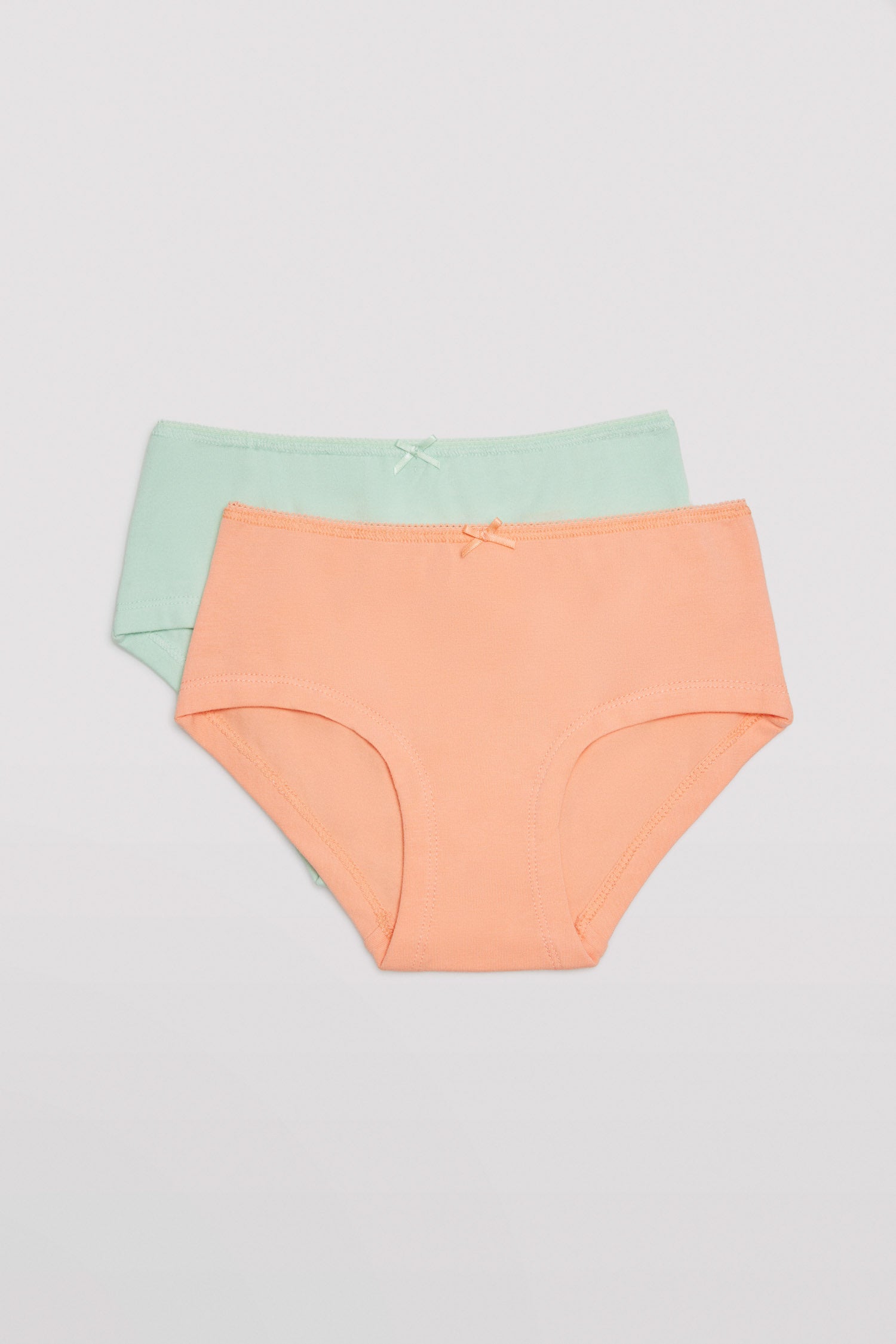 Pack of 2 girl's hipster panties in orange and green colors