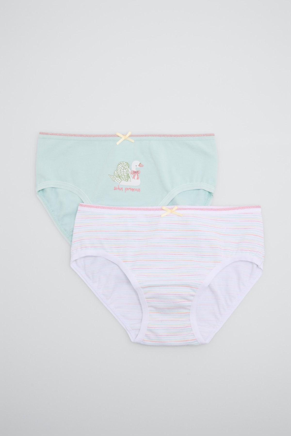 Pack de 2 braguitas de niña algodón estampado rayas y cisne - Ysabel Mora