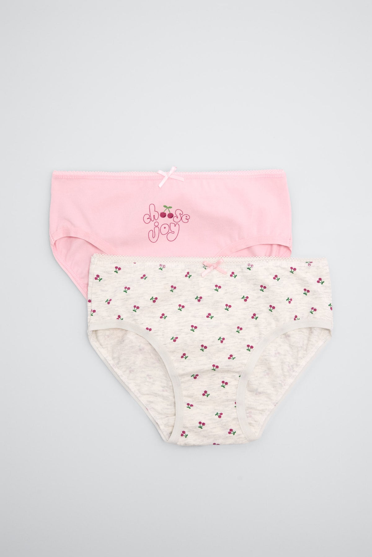 Pack de 2 braguitas de niña algodón estampado cerezas - Ysabel Mora
