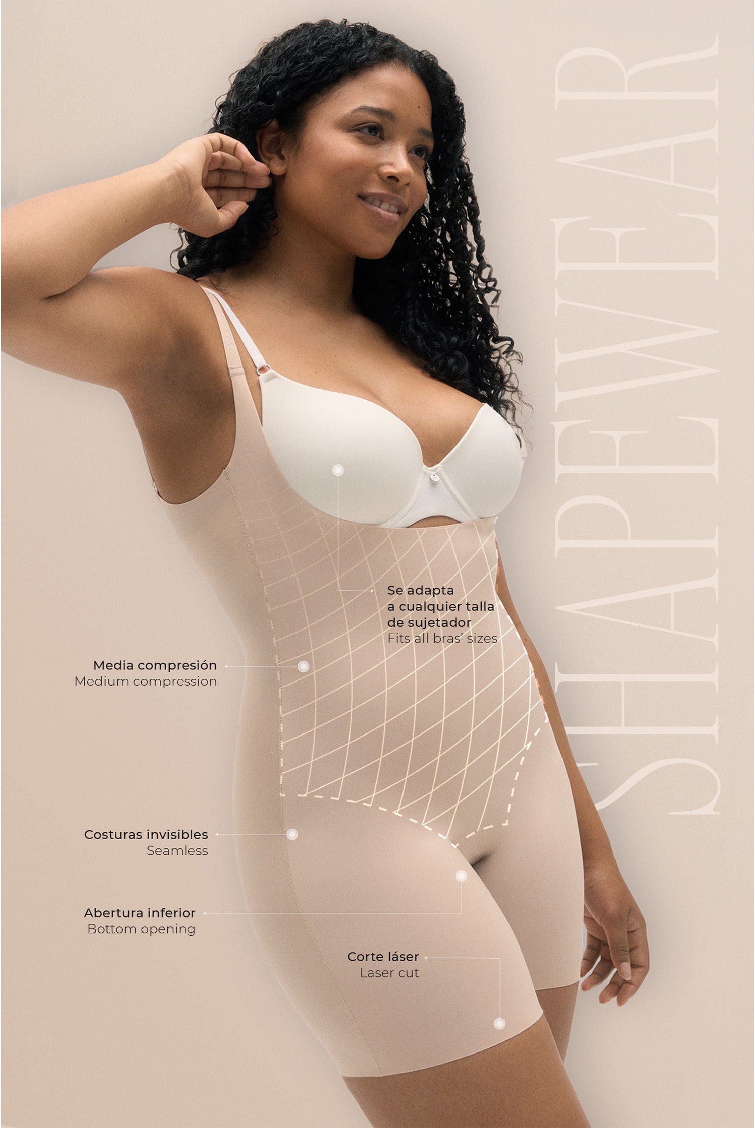 Slimming body-up with invisible nude finishes