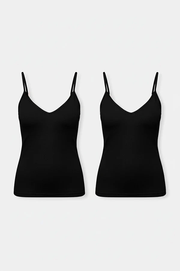 Pack de 2 camisetas interiores de tirantes algodón negro - Ysabel Mora