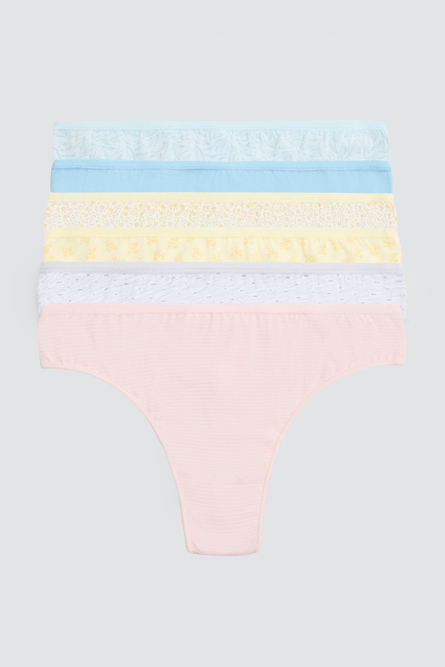 Pack of 6 plain and patterned thongs