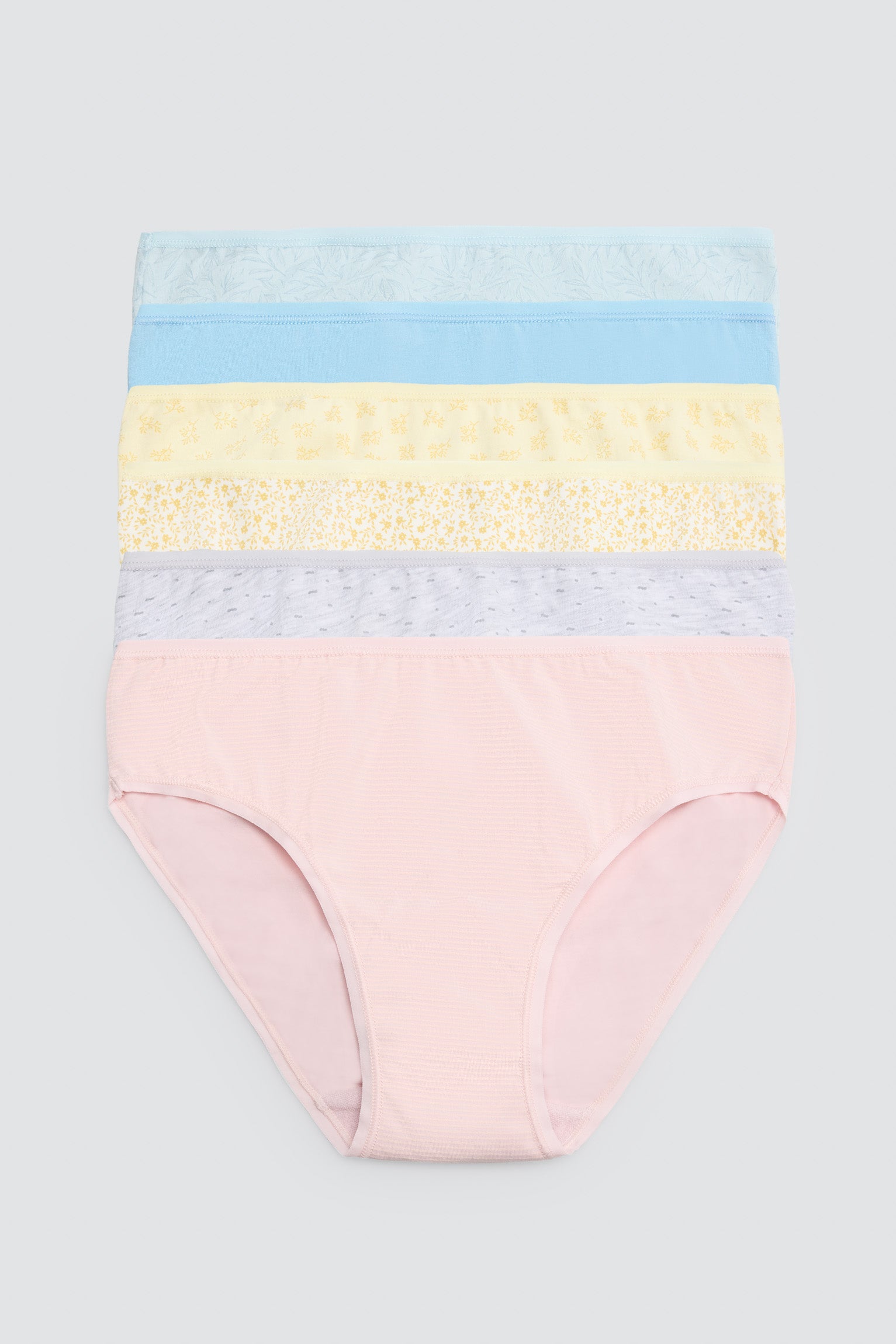 Pack of 6 plain and printed midi briefs