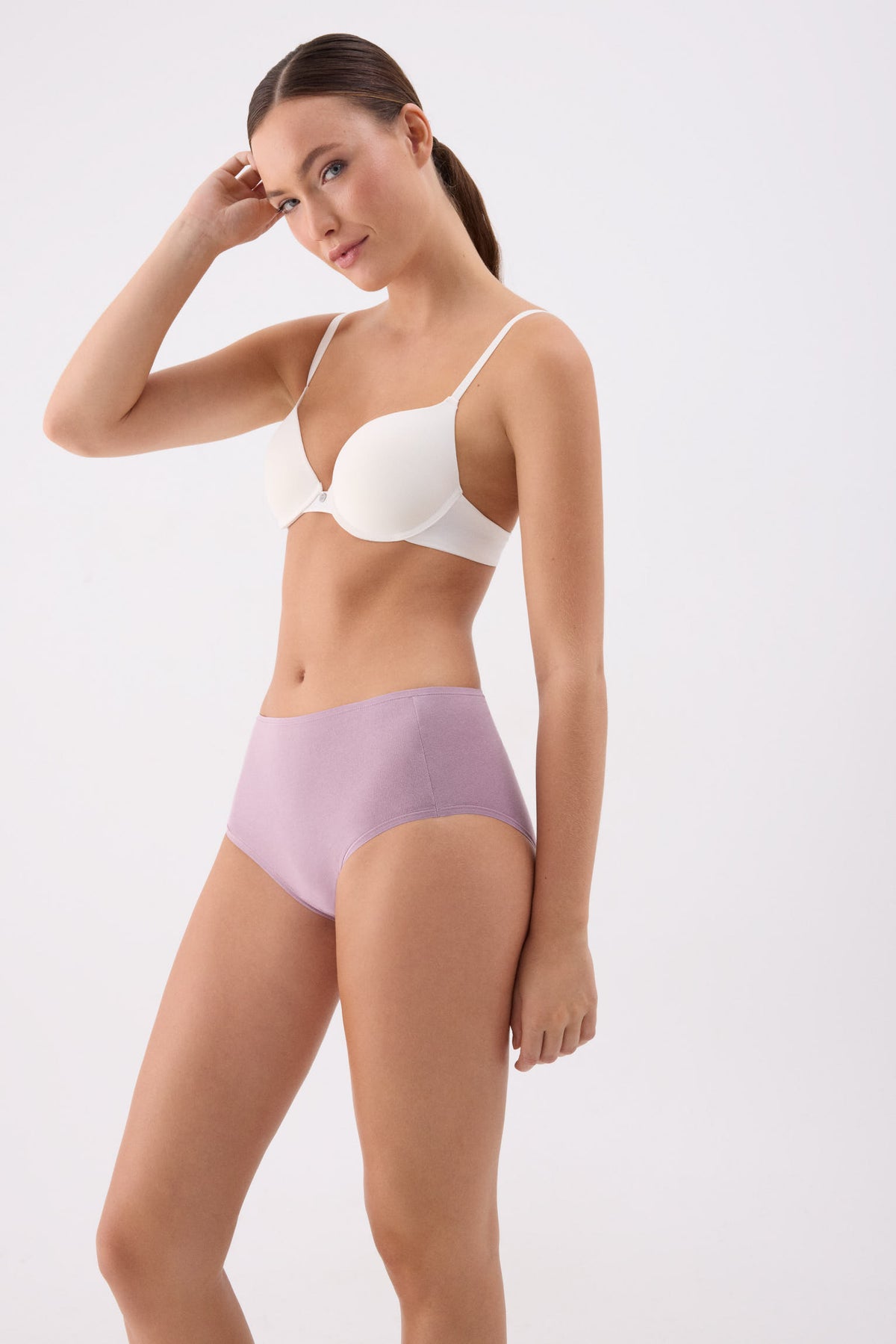Pack of 4 high-waist cotton briefs in assorted colours