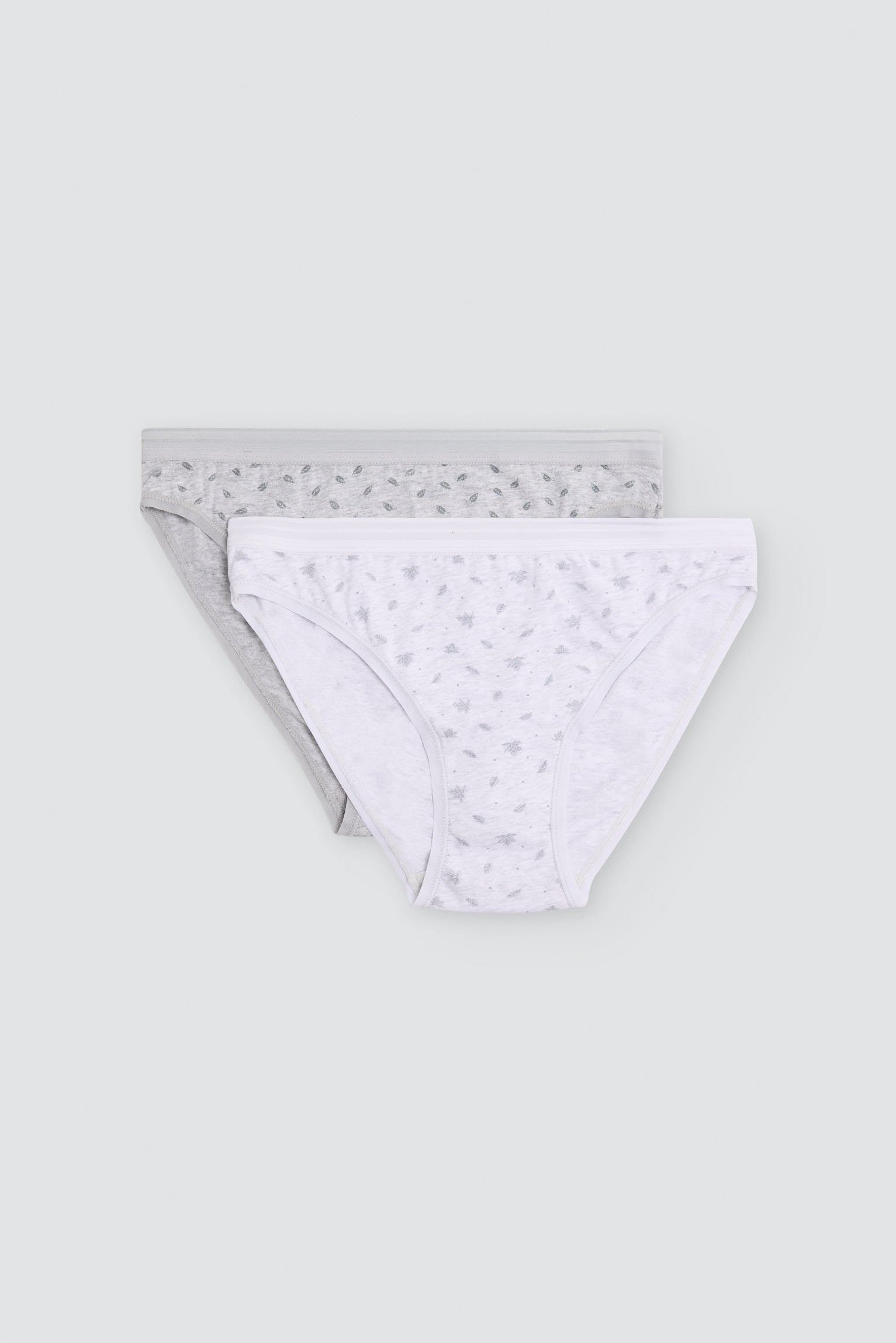 Pack of 2 printed cotton mini briefs, grey