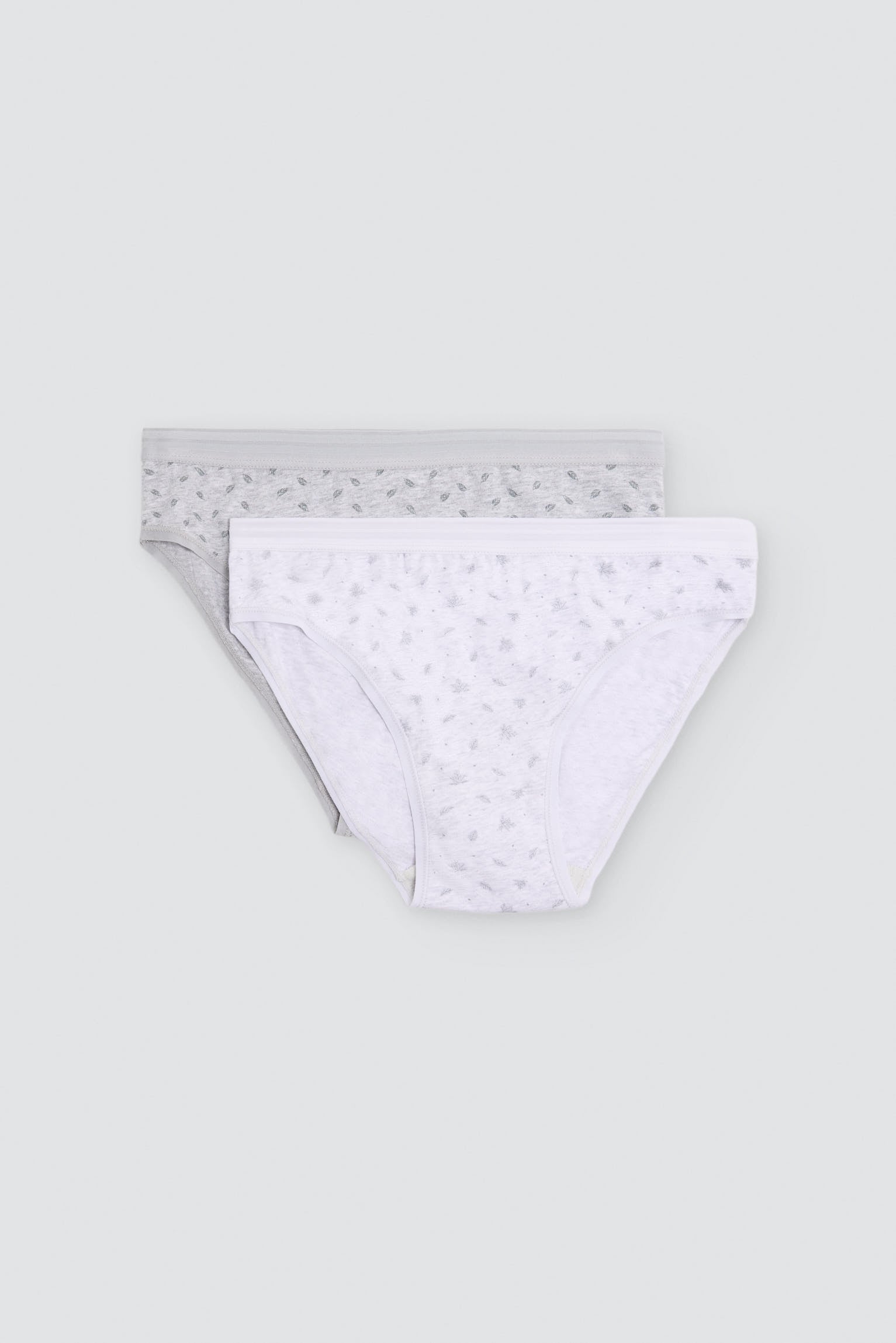Pack of 2 printed cotton midi briefs, grey