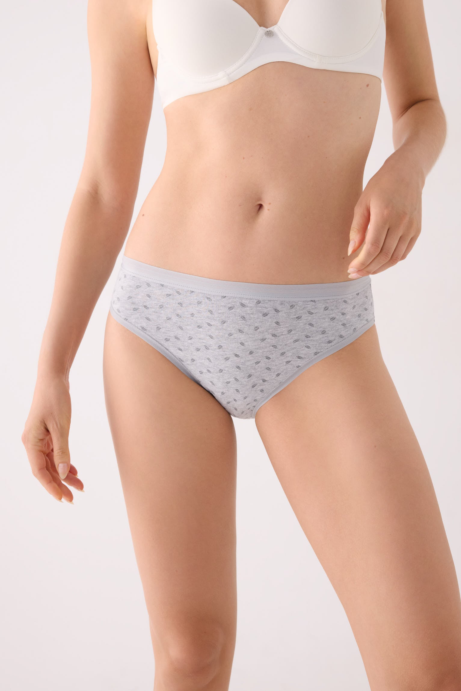 Pack of 2 printed cotton midi briefs, grey